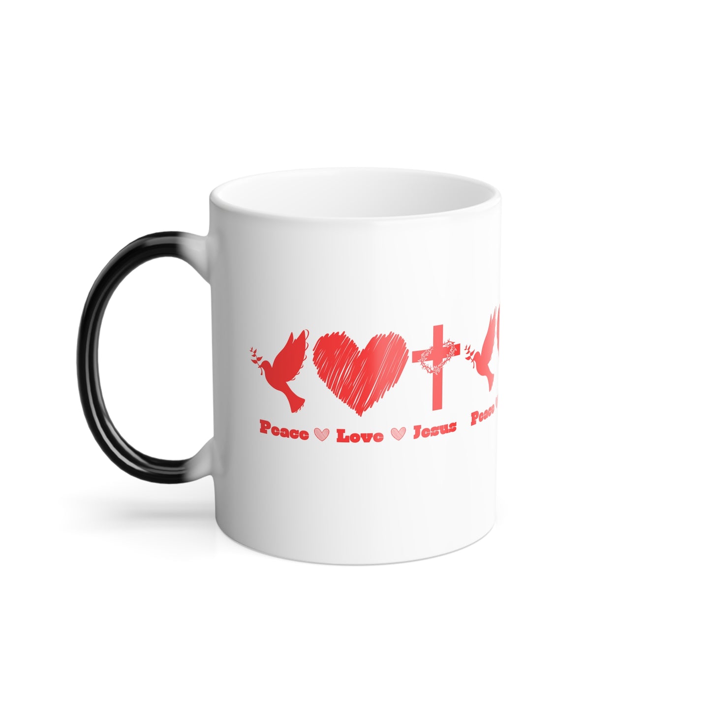 Peace Love Jesus Color Morphing Coffee Mug Faith Based Christian Gift