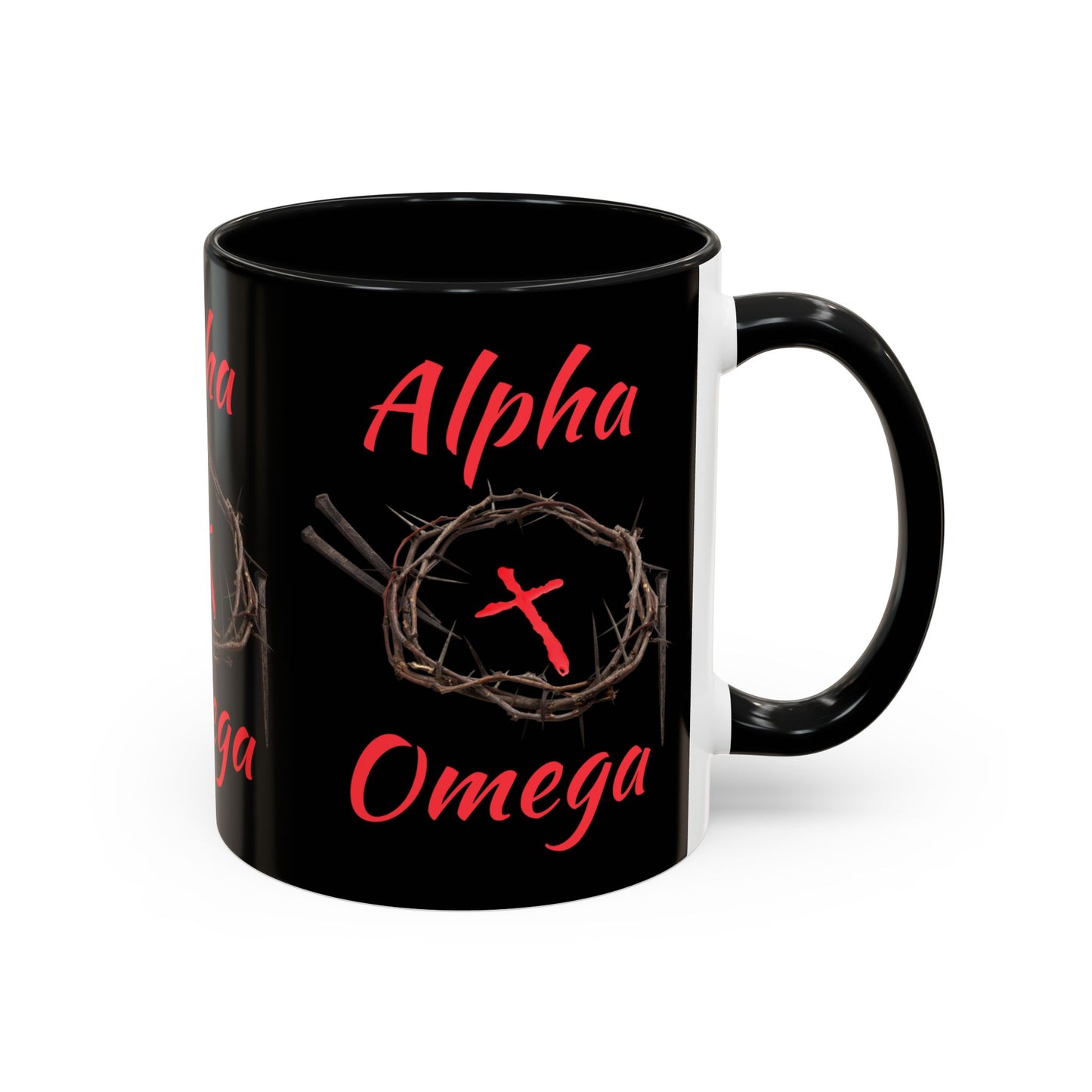 Alpha Omega Coffee Mug Based On Revelation 22:13 KJV Bible Verse