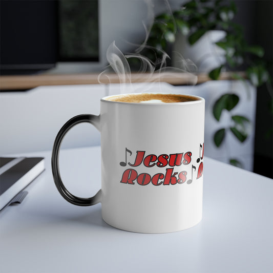 Jesus Rocks Color Morphing Coffee Mug Inspirational Biblical Gift for Faith Based Coffee Lovers