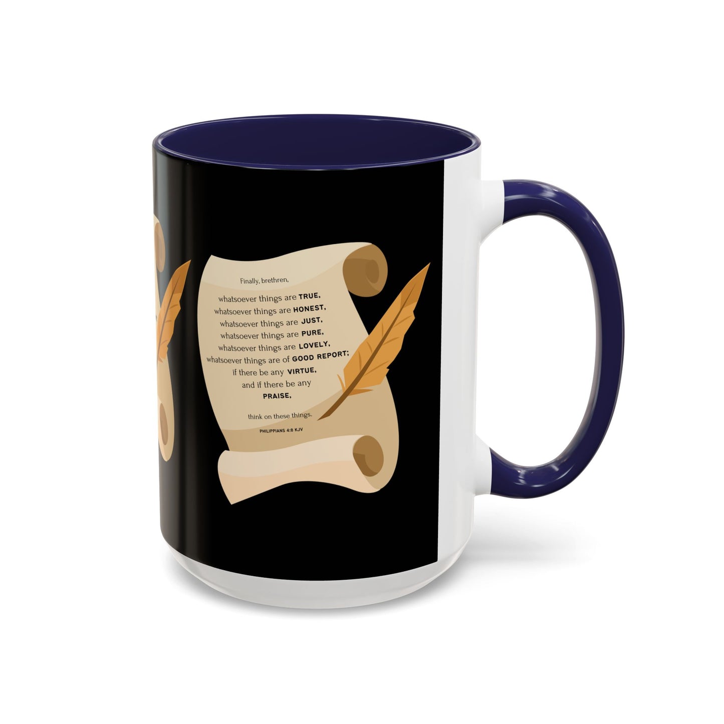 Philippians 4:8 KJV Bible Verse Coffee Mug Faith Based Christian Gift