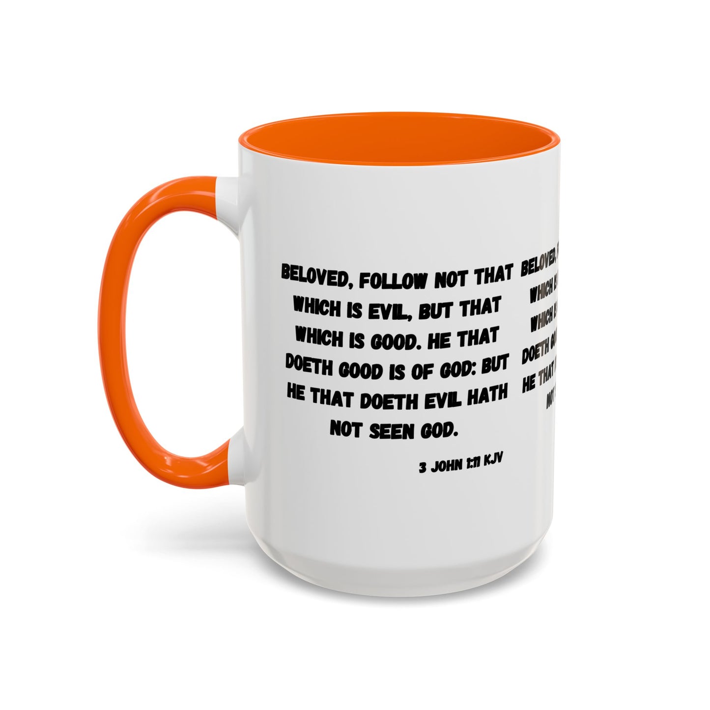 3 John 1:11 KJV Coffee Mug Beloved Follow Not That Which is Evil Inspirational Christian Gift for Faith Based Coffee Lovers