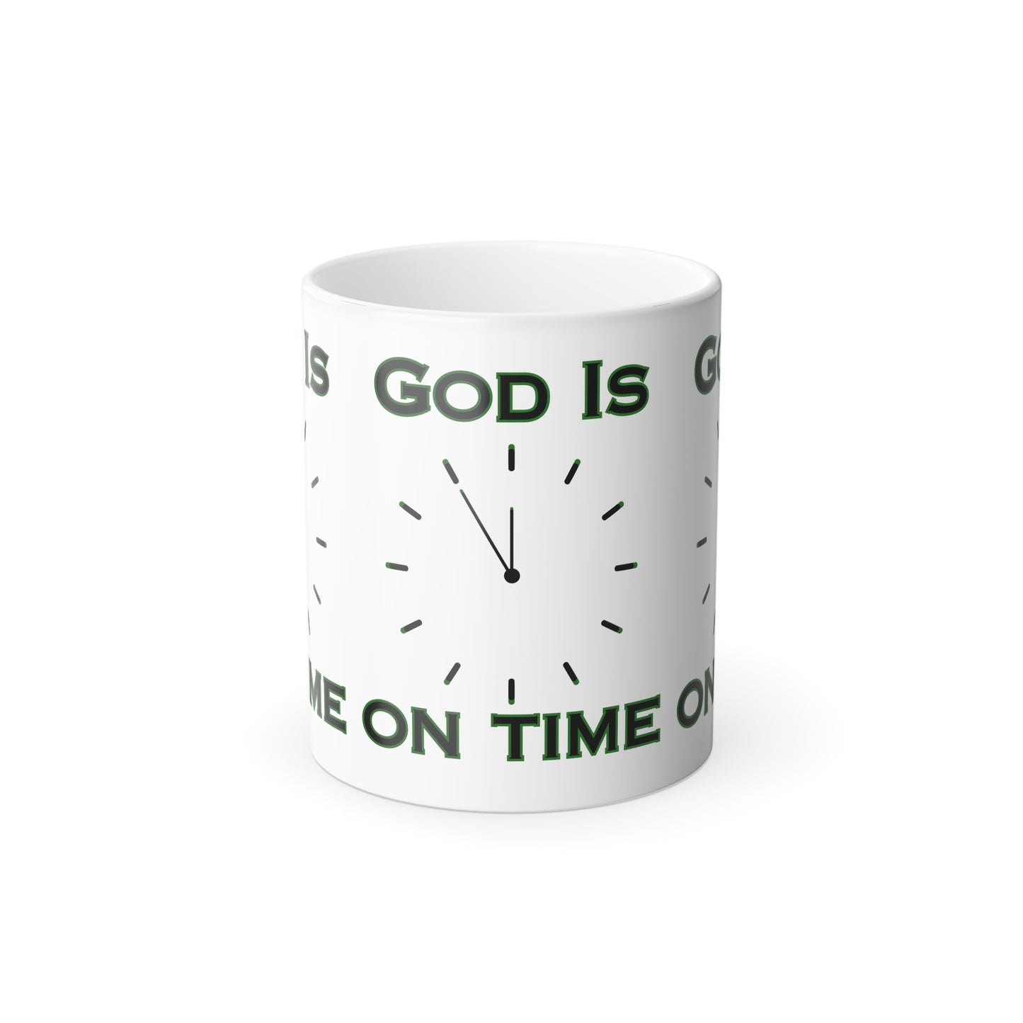 God Is On Time Color Morphing Coffee Mug Biblical Christian Gift for Faith-Based Coffee Lovers