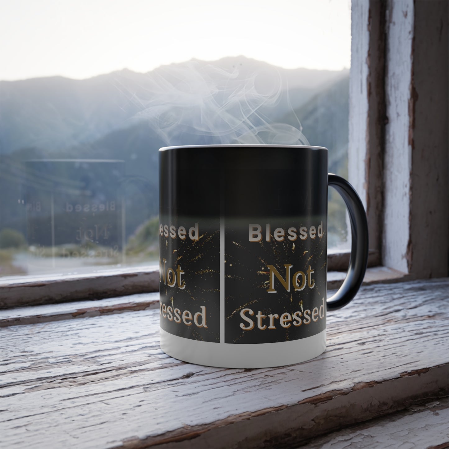 I'm Blessed Not Stressed Color Morphing Coffee Mug Inspirational Christian Gift for Faith-Based Living