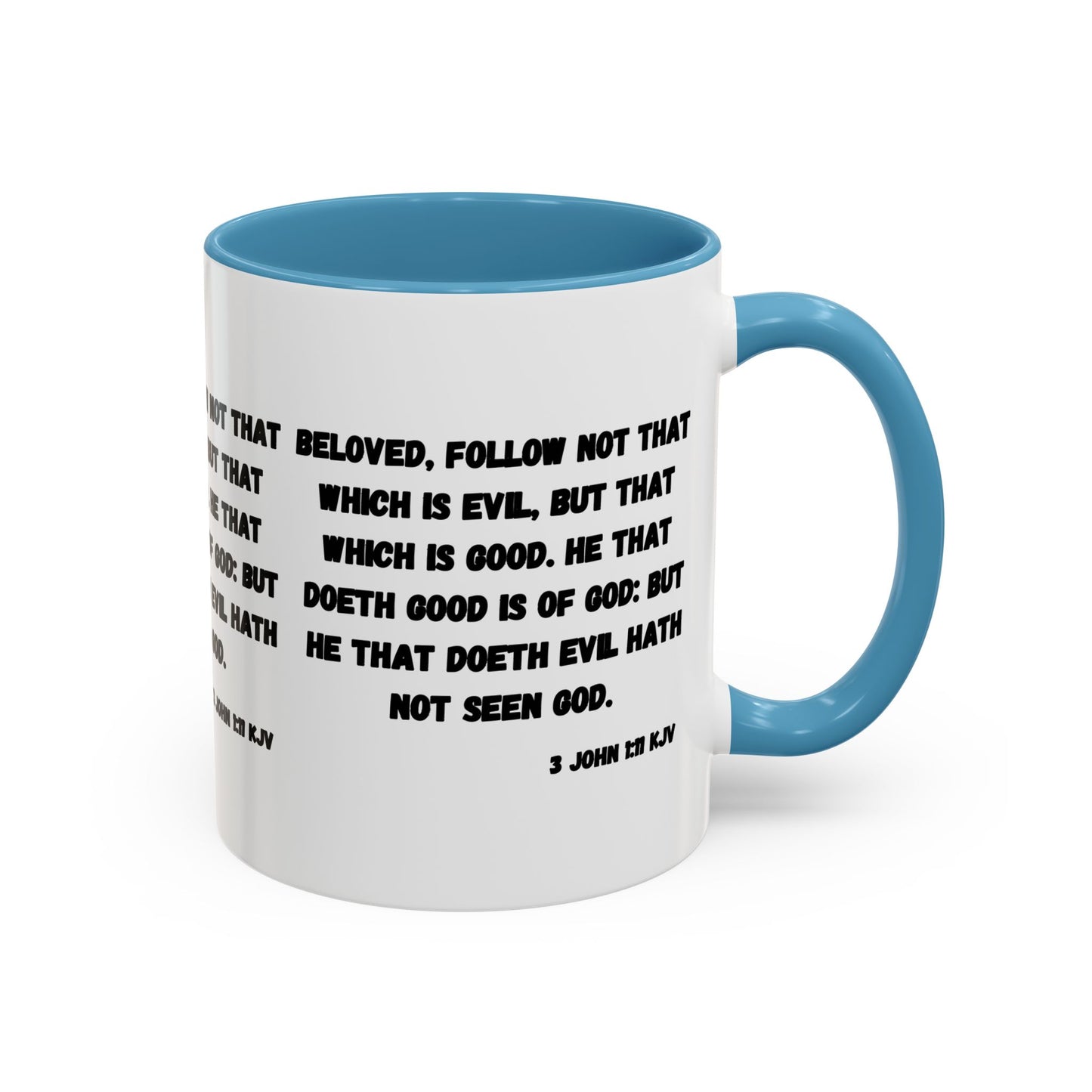 3 John 1:11 KJV Coffee Mug Beloved Follow Not That Which is Evil Inspirational Christian Gift for Faith Based Coffee Lovers