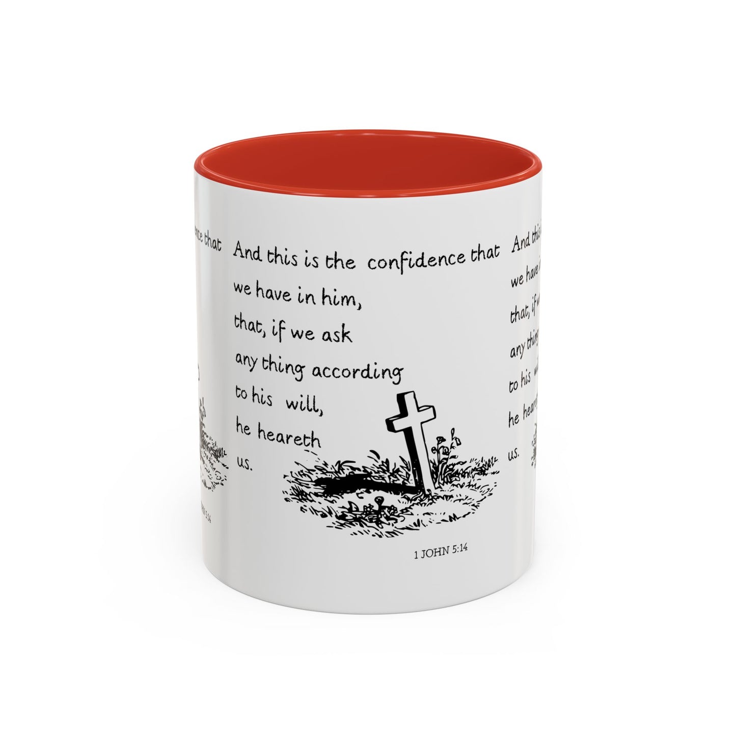 1 John 5:14 KJV Coffee Mug Confidence in Him Biblical Gift for Faith Based Coffee Lovers