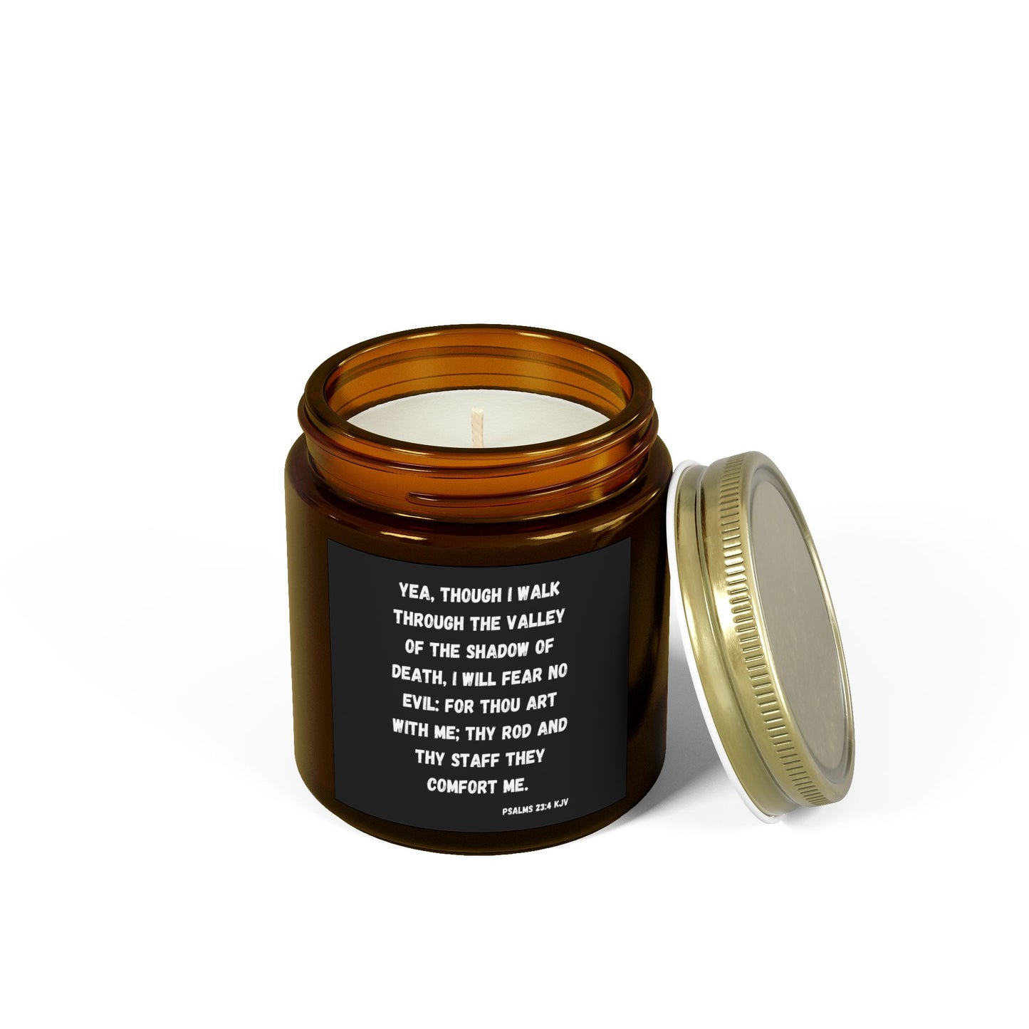 Psalms 23:4 KJV Scented Candle I Will Fear No Evil Inspirational Christian Gift