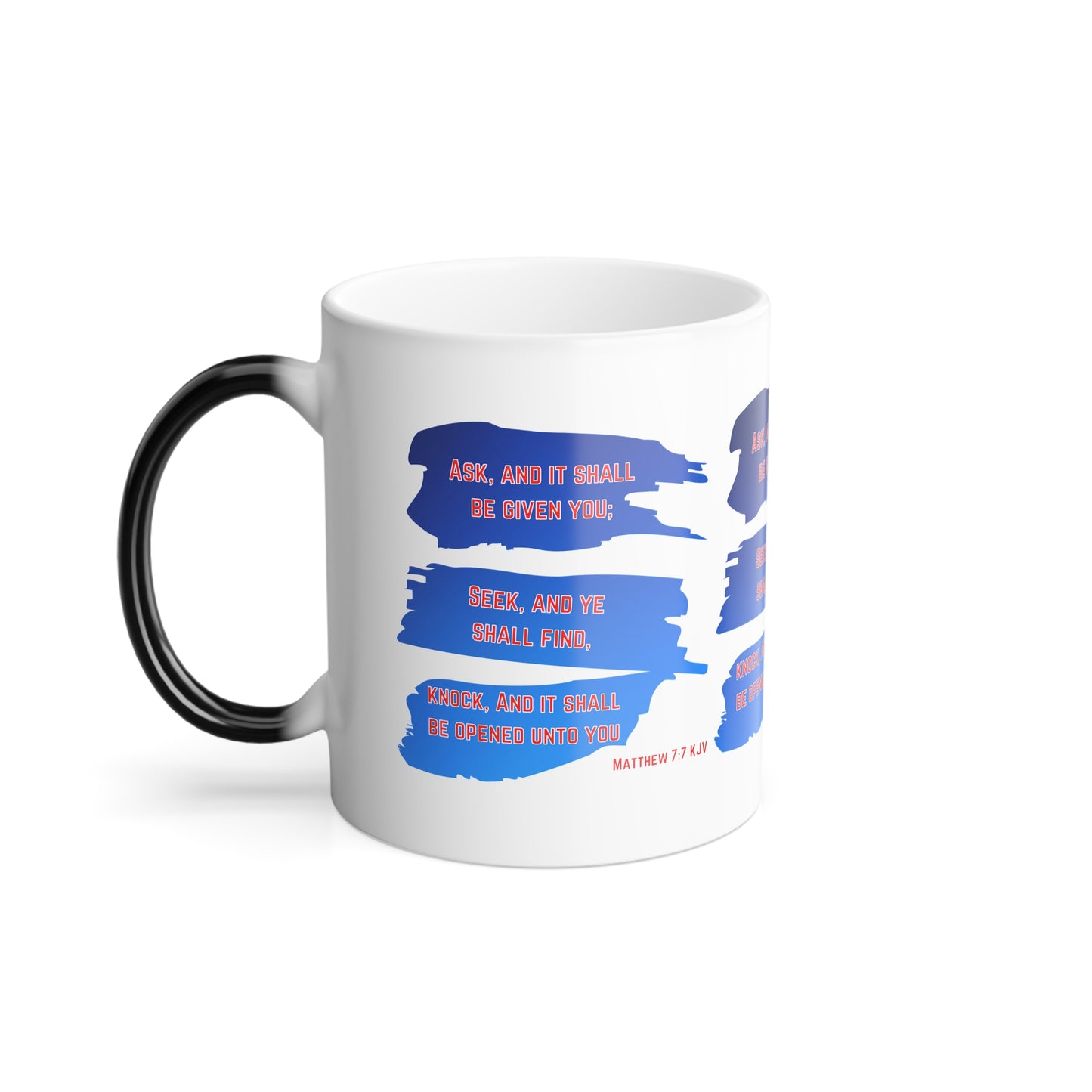 Matthew 7:7 KJV Bible Verse Color Morphing Coffee Mug Ask, Seek, Knock Inspirational Christian