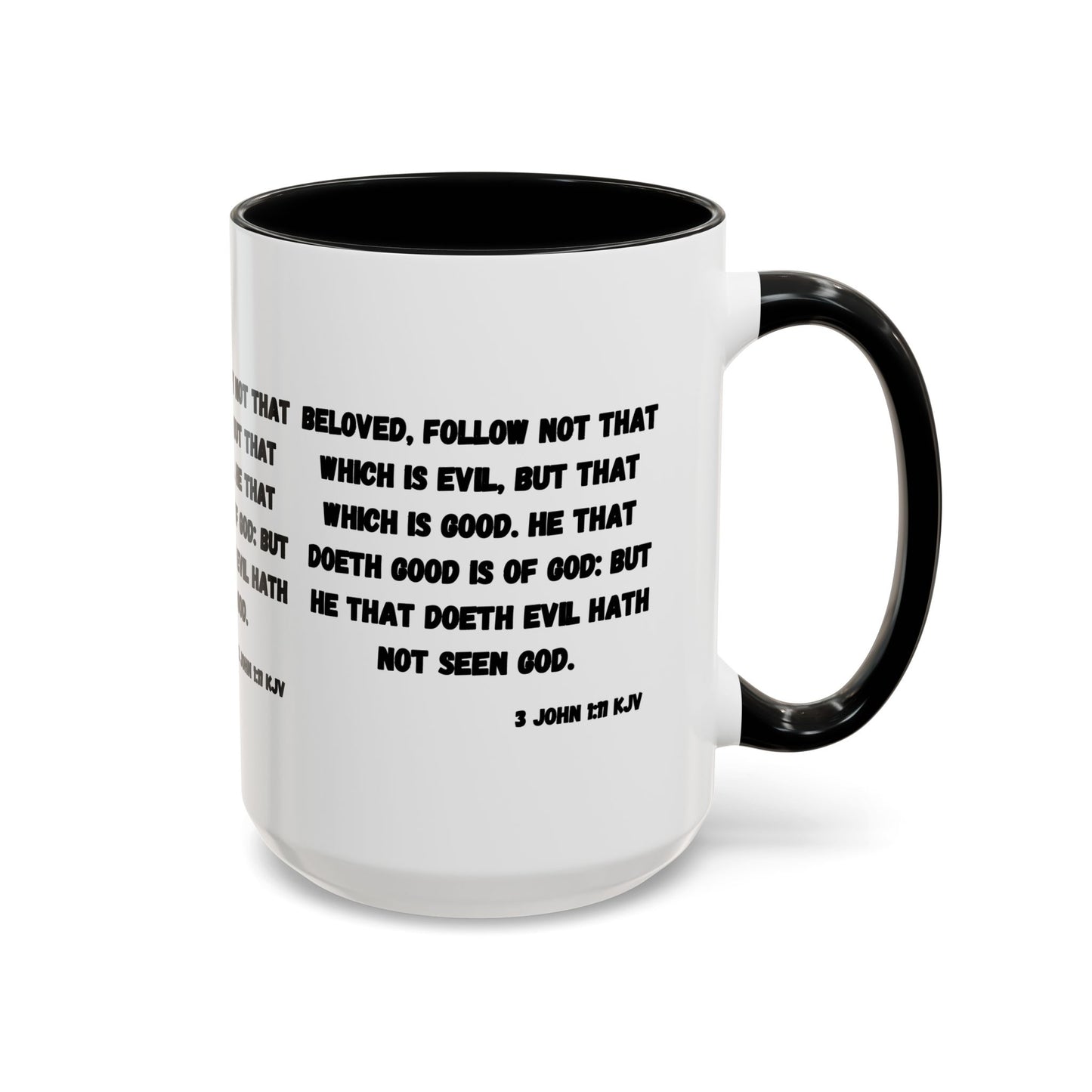 3 John 1:11 KJV Coffee Mug Beloved Follow Not That Which is Evil Inspirational Christian Gift for Faith Based Coffee Lovers