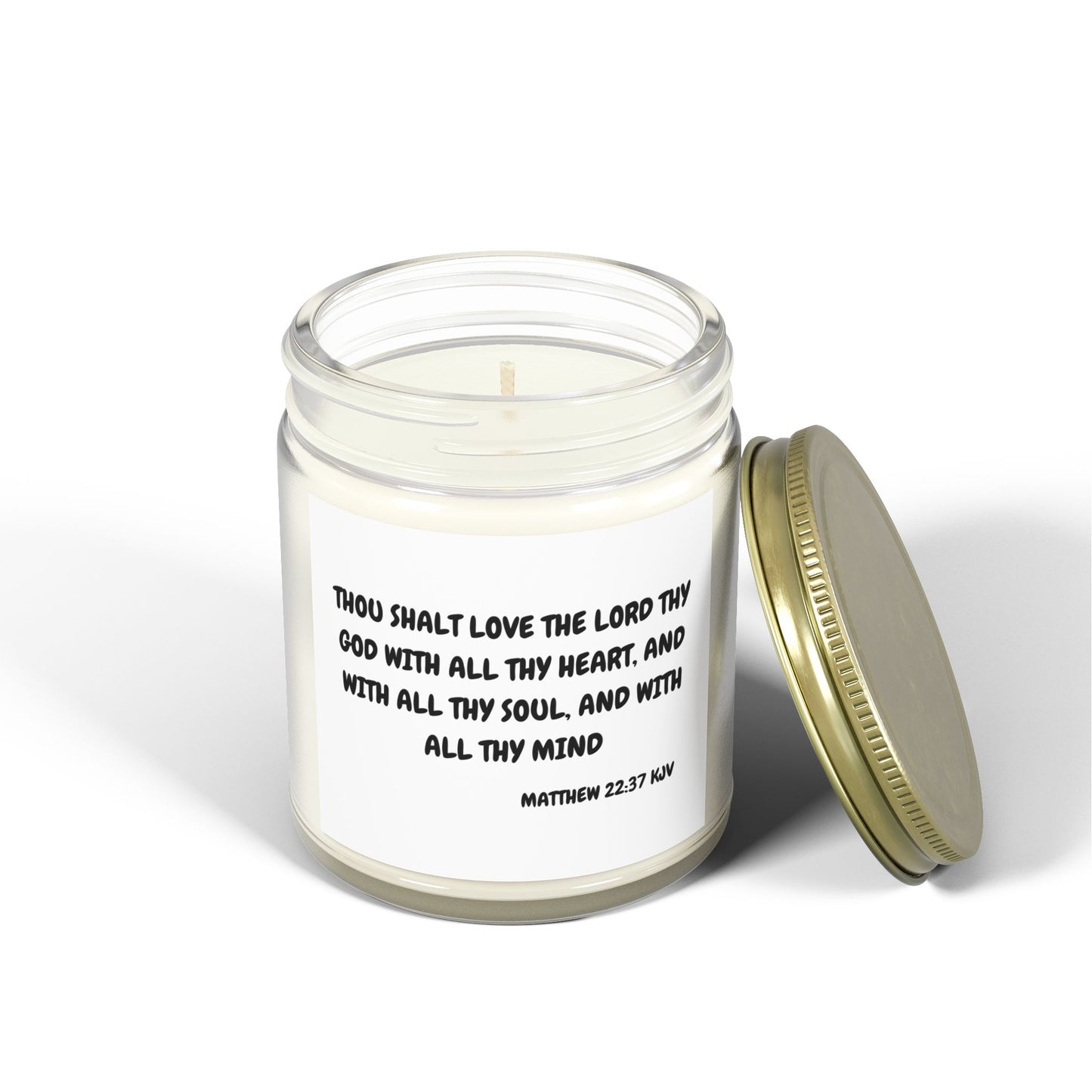 Matthew 22:37 KJV Scented Candle Love the Lord Your God Biblical Christian Gift for Faith-Based Living