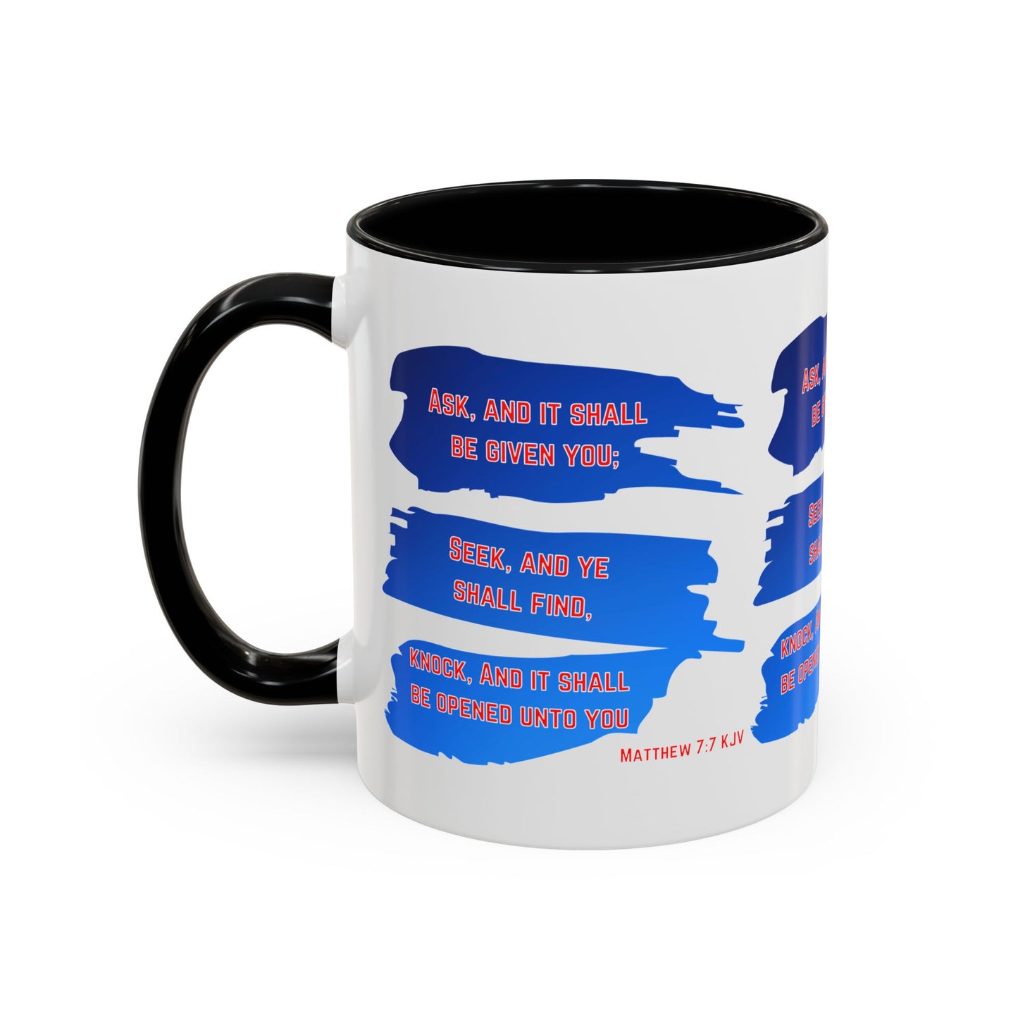 Matthew 7:7 KJV Bible Verse Coffee Mug Ask, Seek, Knock Inspirational Christian