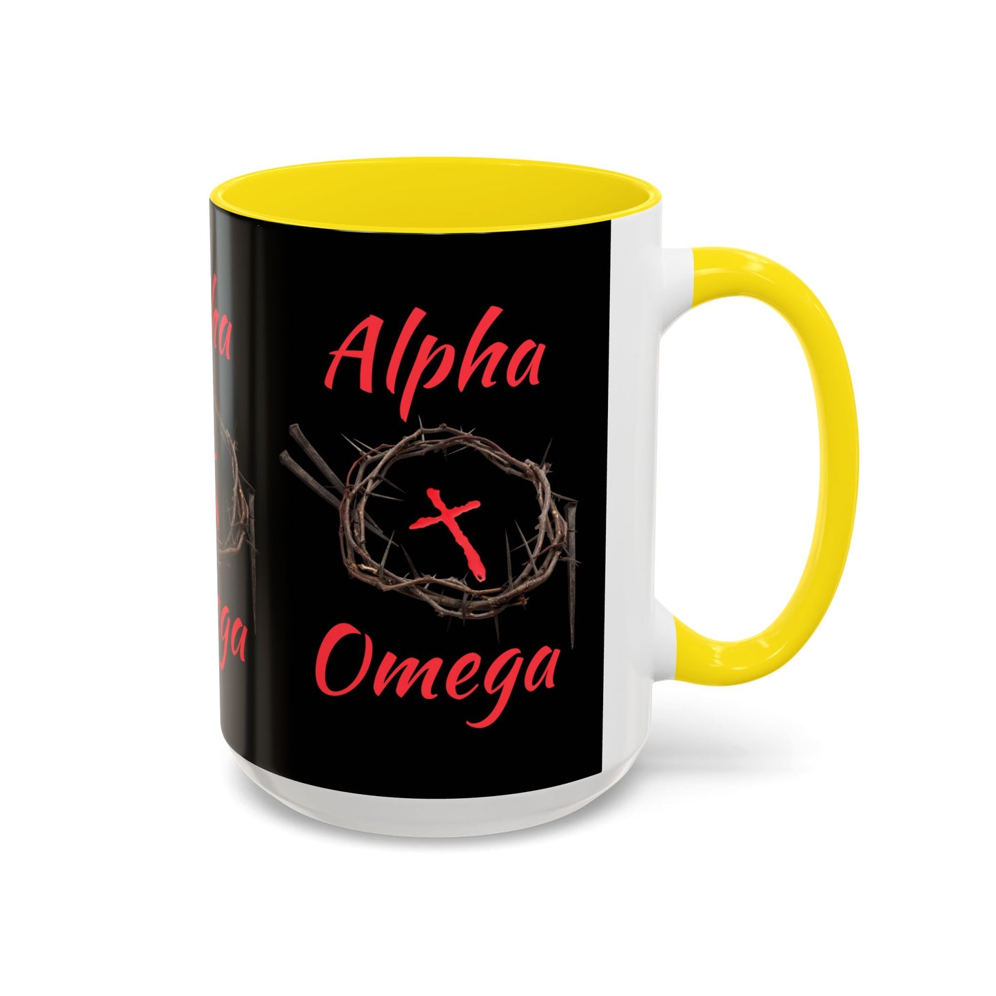 Alpha Omega Coffee Mug Based On Revelation 22:13 KJV Bible Verse