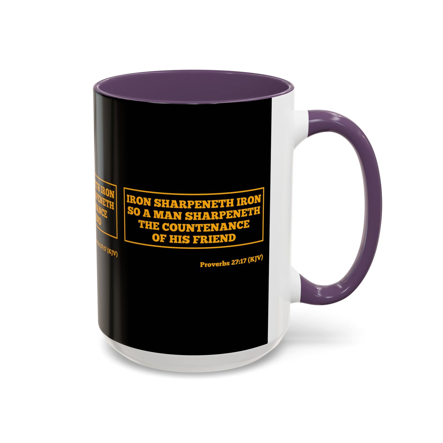 Proverbs 27:17 KJV Coffee Mug Iron Sharpens Iron Inspirational Faith Based Gift For Believers