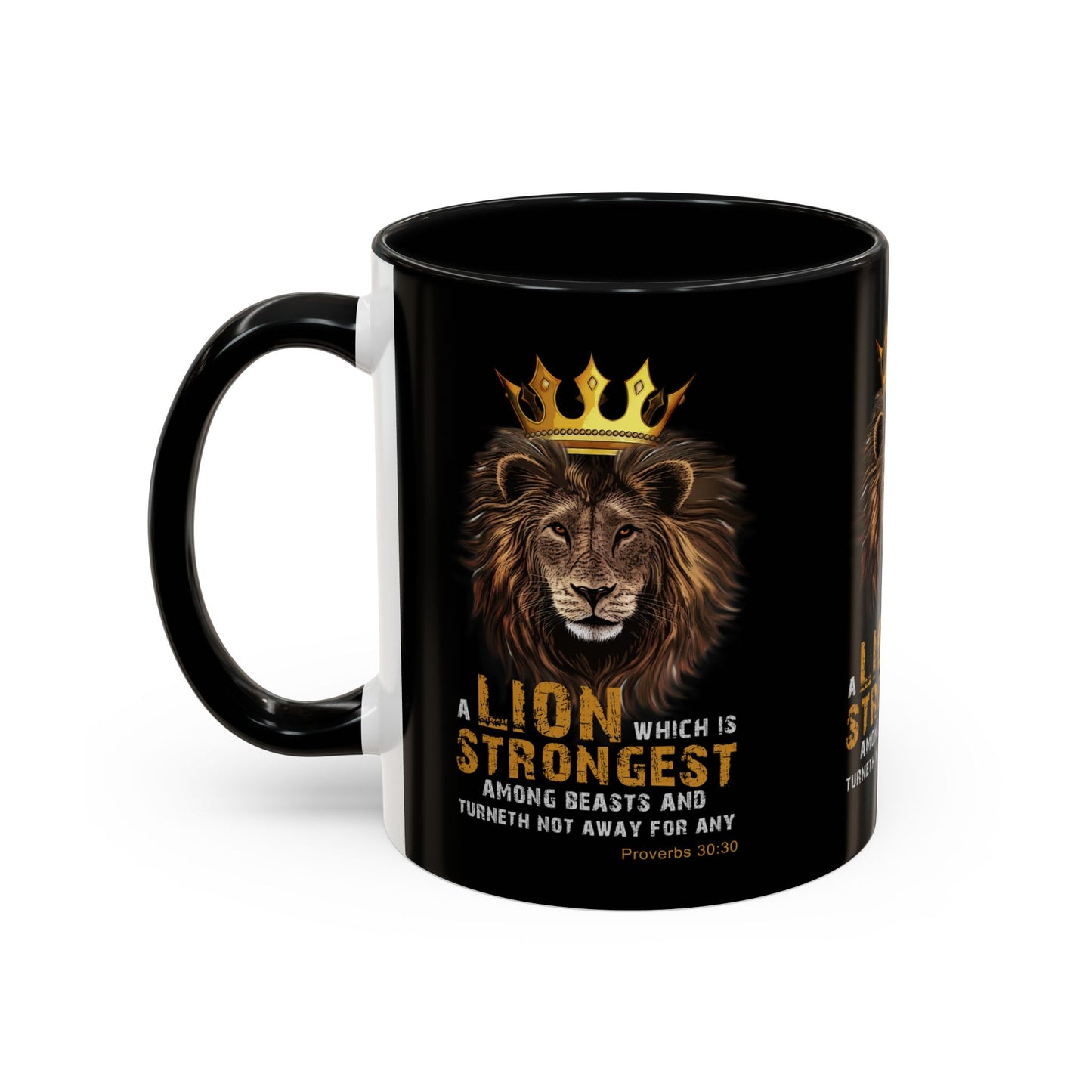 Proverbs 30:30 KJV Bible Verse Coffee Mug Strength & Courage In Every Sip