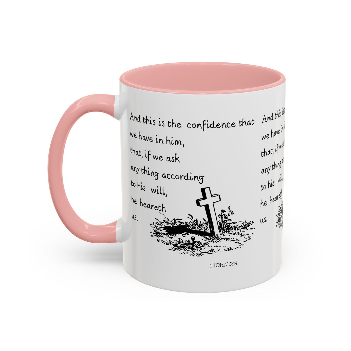 1 John 5:14 KJV Coffee Mug Confidence in Him Biblical Gift for Faith Based Coffee Lovers