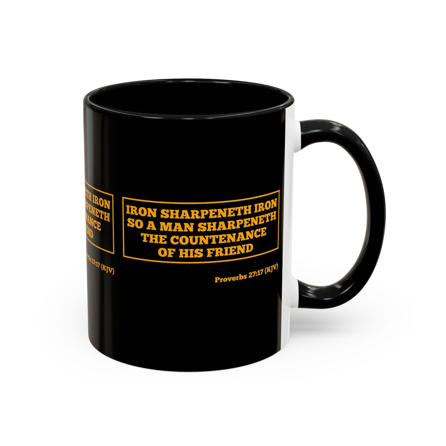 Proverbs 27:17 KJV Coffee Mug Iron Sharpens Iron Inspirational Faith Based Gift For Believers