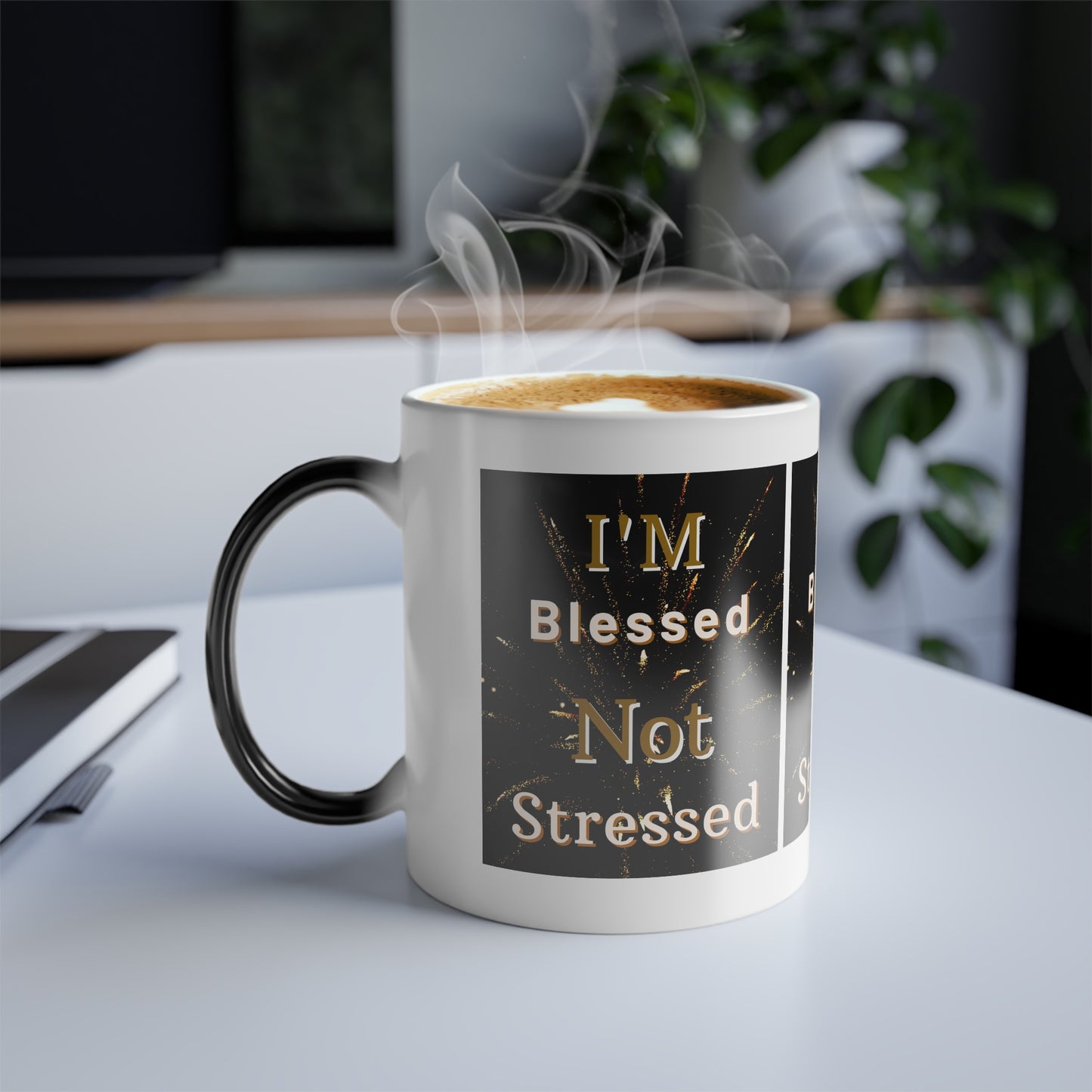 I'm Blessed Not Stressed Color Morphing Coffee Mug Inspirational Christian Gift for Faith-Based Living