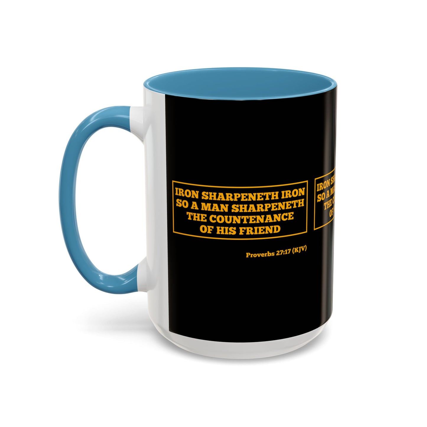 Proverbs 27:17 KJV Coffee Mug Iron Sharpens Iron Inspirational Faith Based Gift For Believers