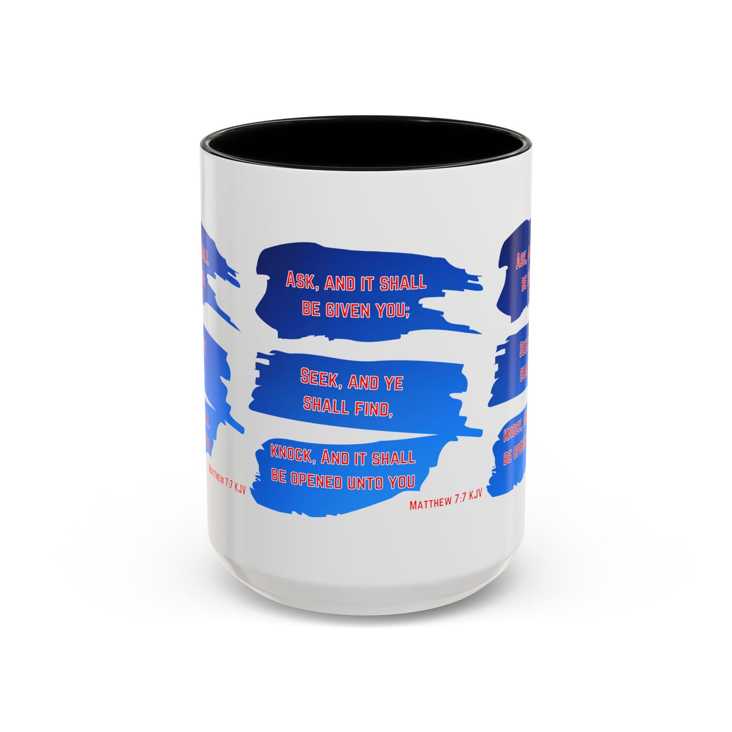 Matthew 7:7 KJV Bible Verse Coffee Mug Ask, Seek, Knock Inspirational Christian