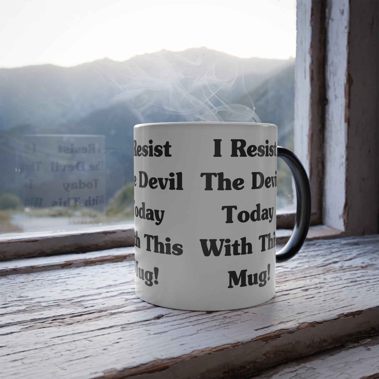 I Resist The Devil Today With This Color Morphing Coffee Mug Inspirational Christian Gift for Faith-Based Coffee Lovers