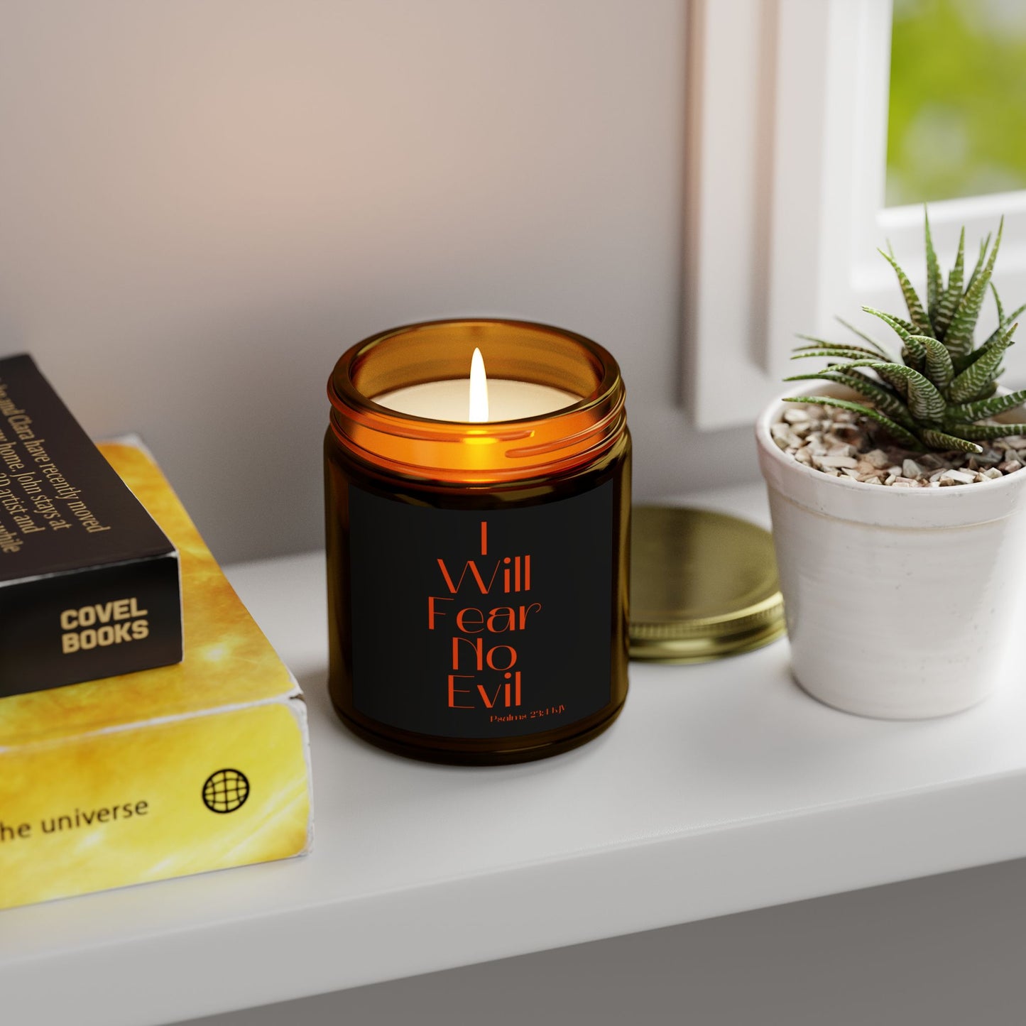 Psalms 23:4 KJV Scented Candle I Will Fear No Evil Faith Based Inspirational Gift