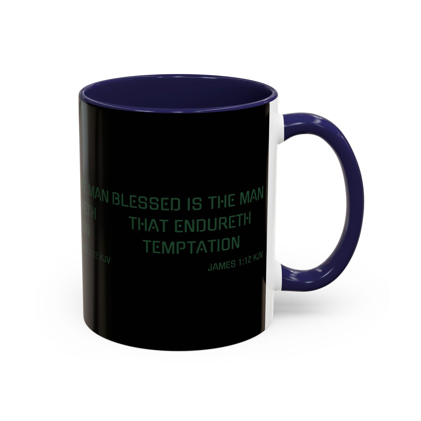 James 1:12 KJV Coffee Mug Blessed is the Man Biblical Christian Gift for Faith-Based Coffee Lovers