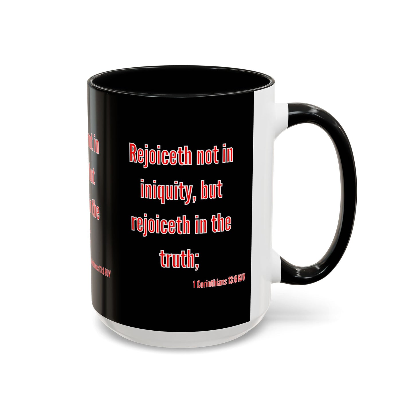 1 Corinthians 13:6 KJV Coffee Mug Rejoiceth in the Truth Inspirational Faith Based Gift For Believers