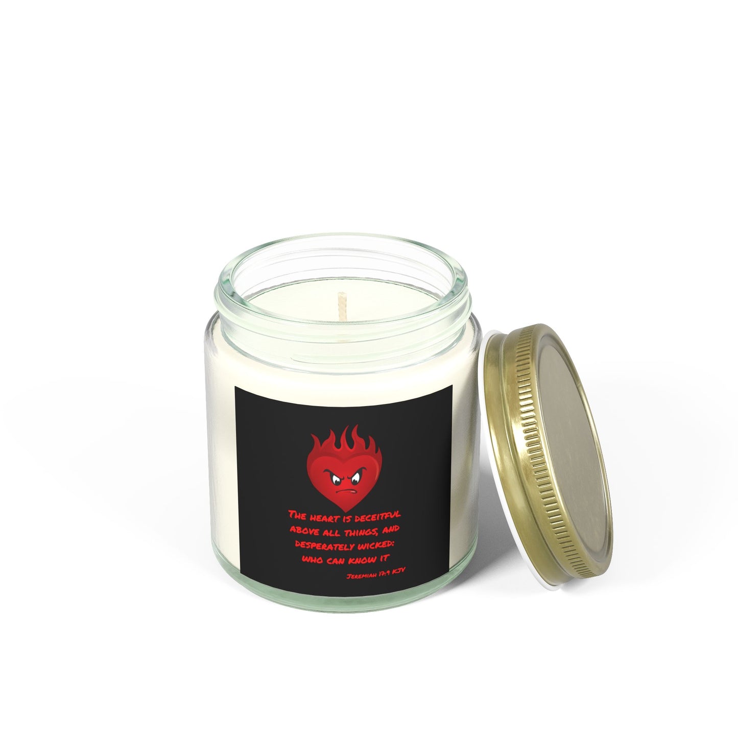 Jeremiah 17:9 KJV Scented Candle The Heart is Deceitful Biblical Christian Gift for Faith-Based Candle Lovers