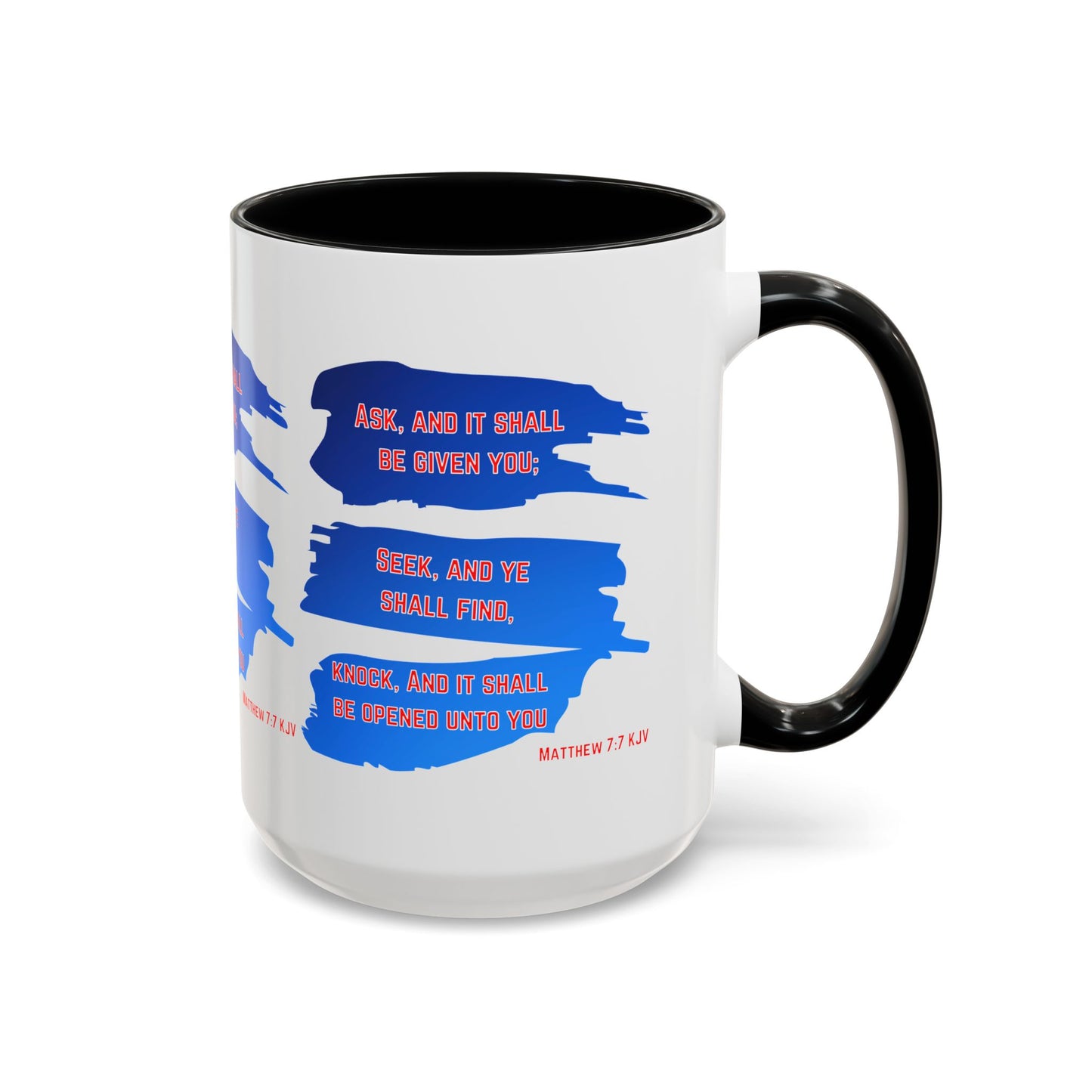 Matthew 7:7 KJV Bible Verse Coffee Mug Ask, Seek, Knock Inspirational Christian