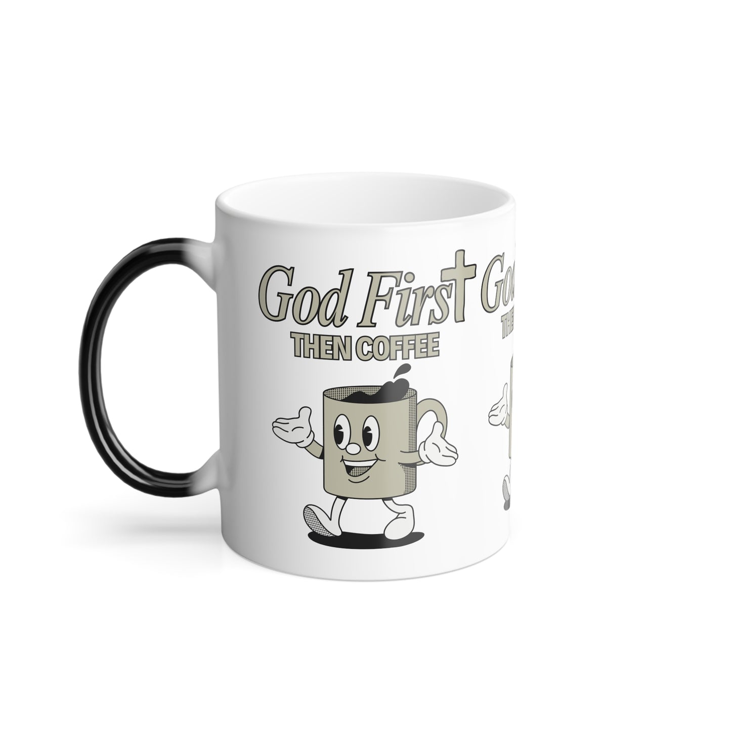 God First Then Coffee Color Morphing Coffee Mug Inspirational Christian Gift for Faith Based Coffee Lovers