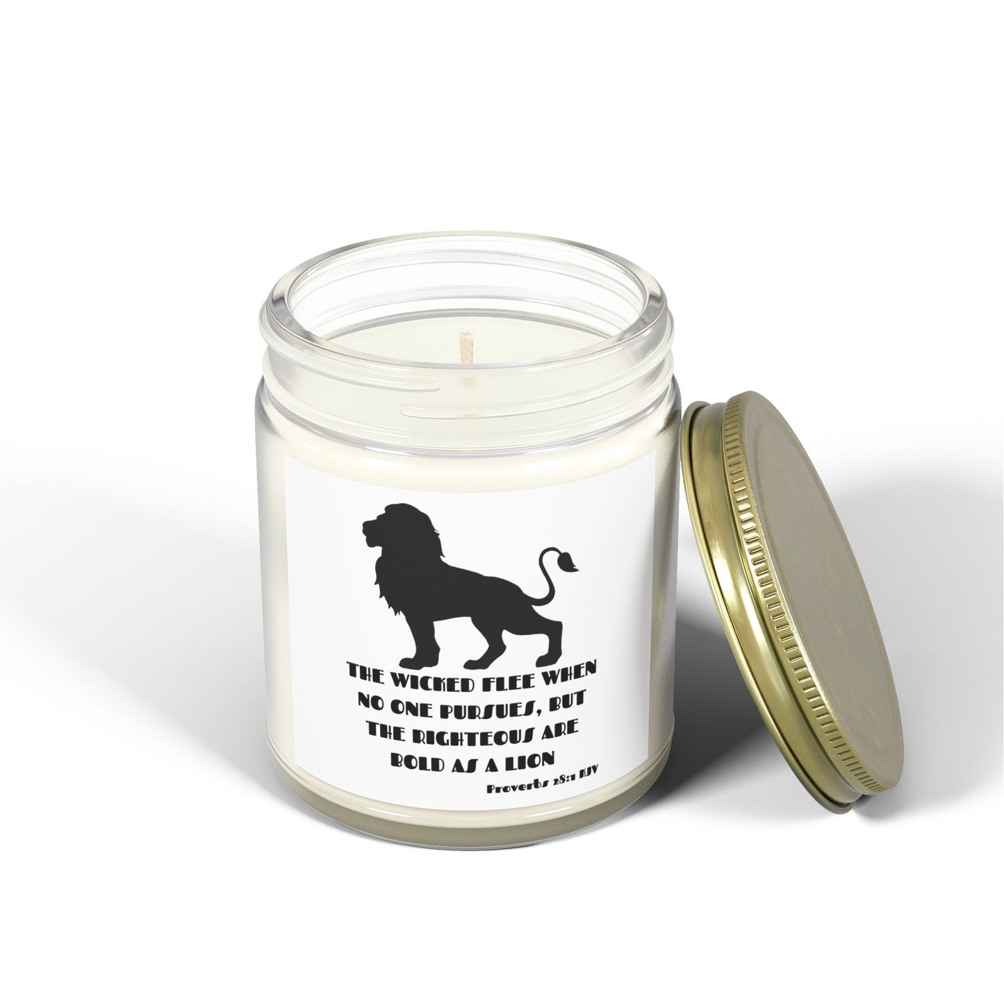 Proverbs 28:1 KJV Scented Candle The Righteous Are Bold as a Lion Christian Gift for Faith-Based Living