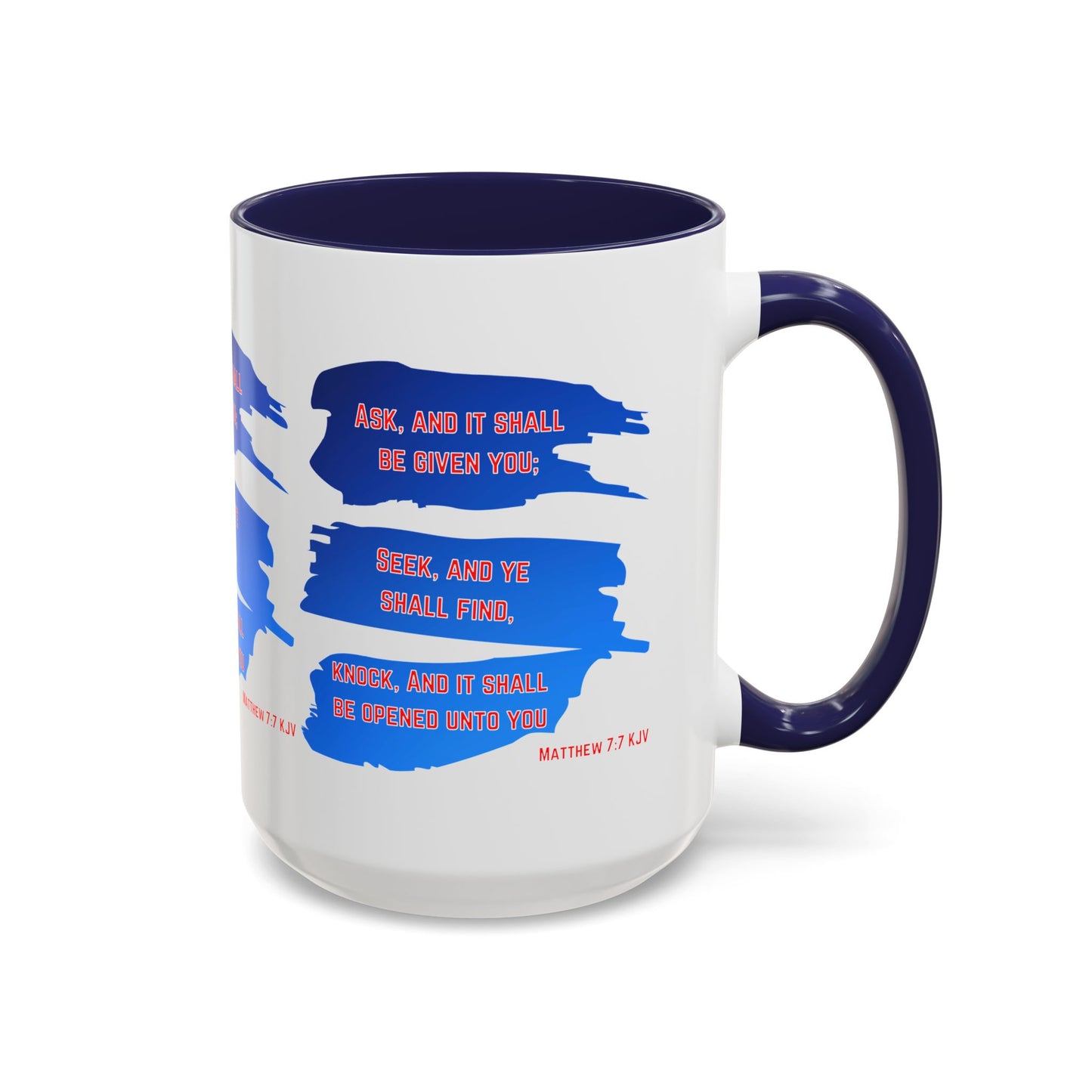 Matthew 7:7 KJV Bible Verse Coffee Mug Ask, Seek, Knock Inspirational Christian