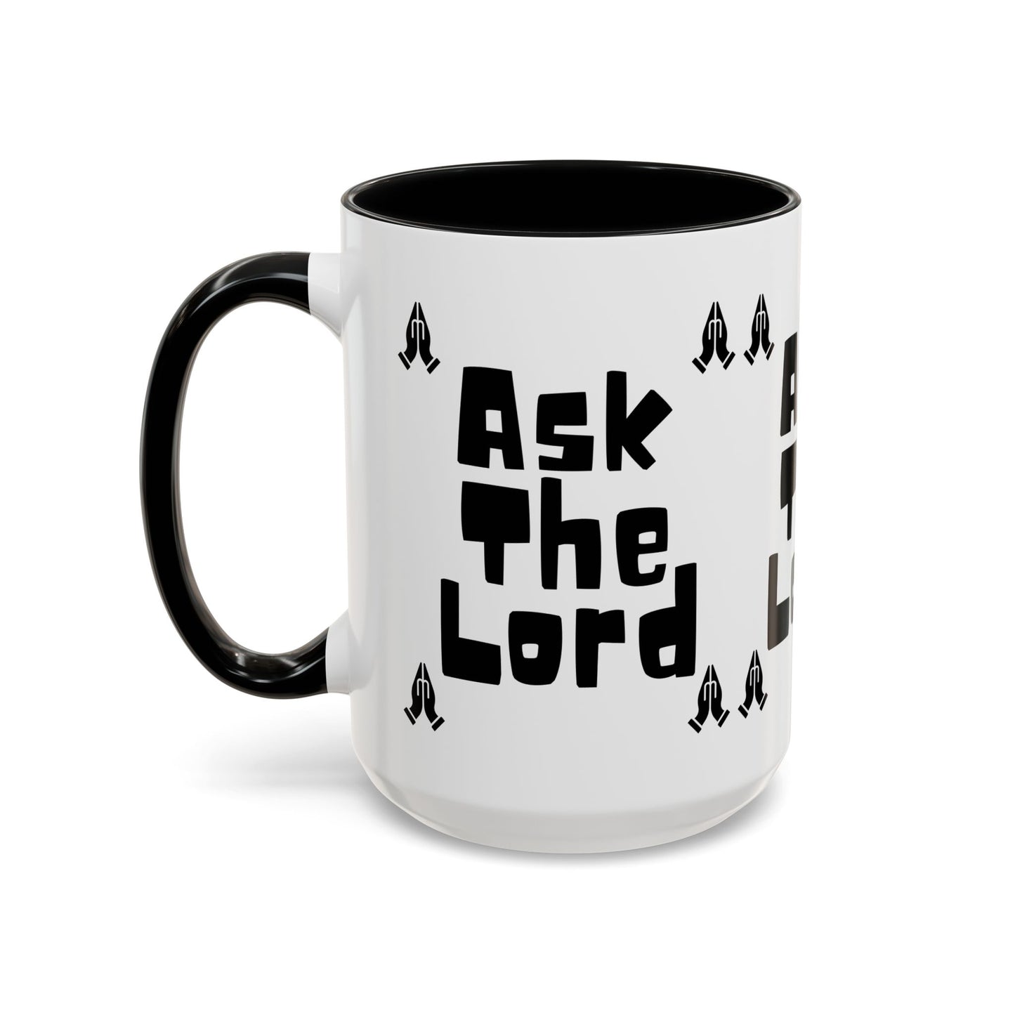 Ask The Lord Coffee Mug with Praying Hands Biblical Christian Gift for Faith-Based Living