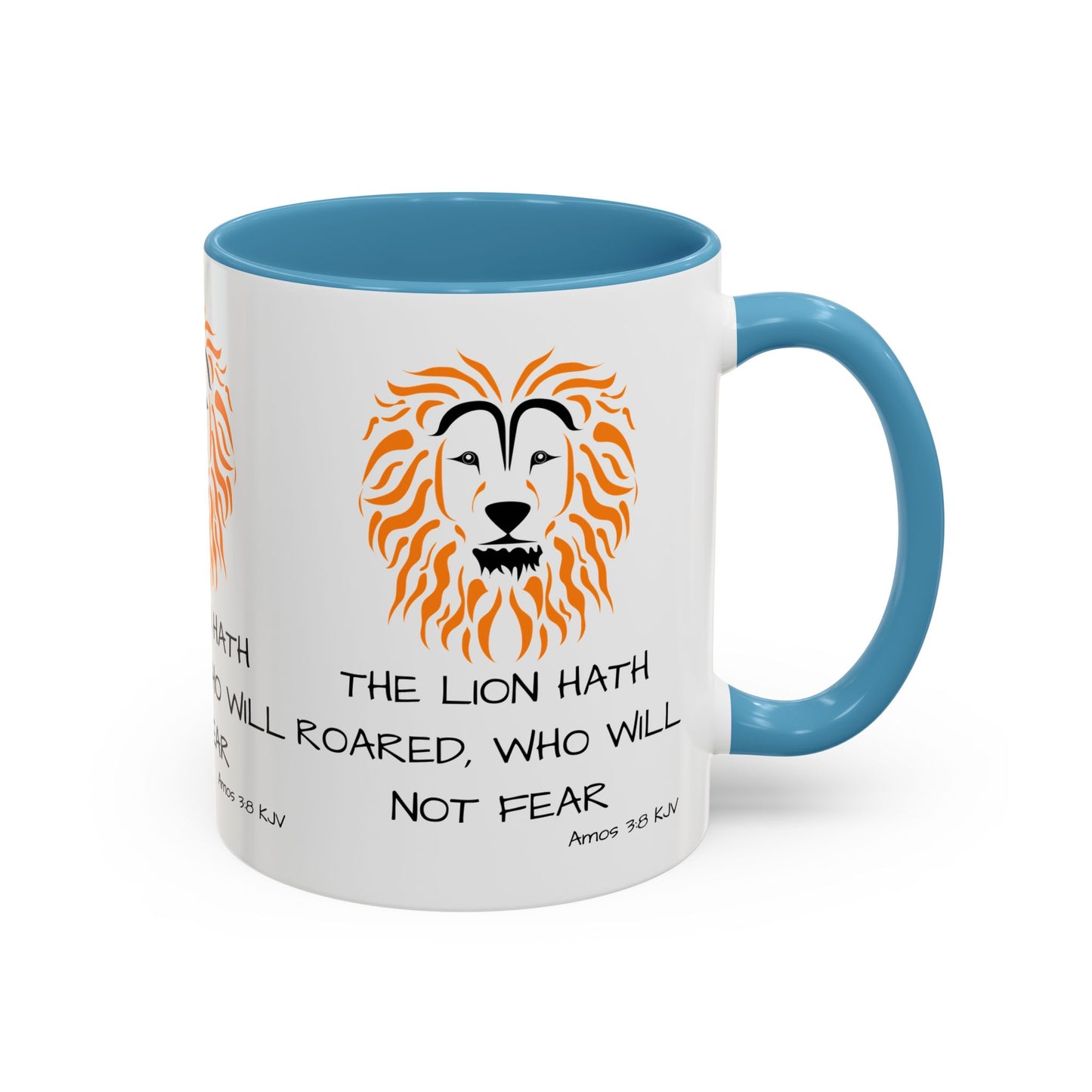 Amos 3:8 KJV Coffee Mug The Lion Hath Roared Biblical Christian Gift for Faith-Based Coffee Lovers