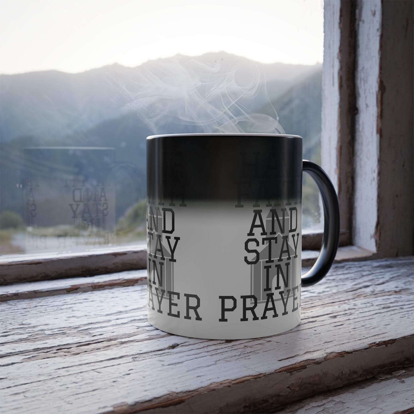 Have Faith And Stay In Prayer Color Morphing Coffee Mug Inspirational Christian Gift for Faith-Based Coffee Lovers