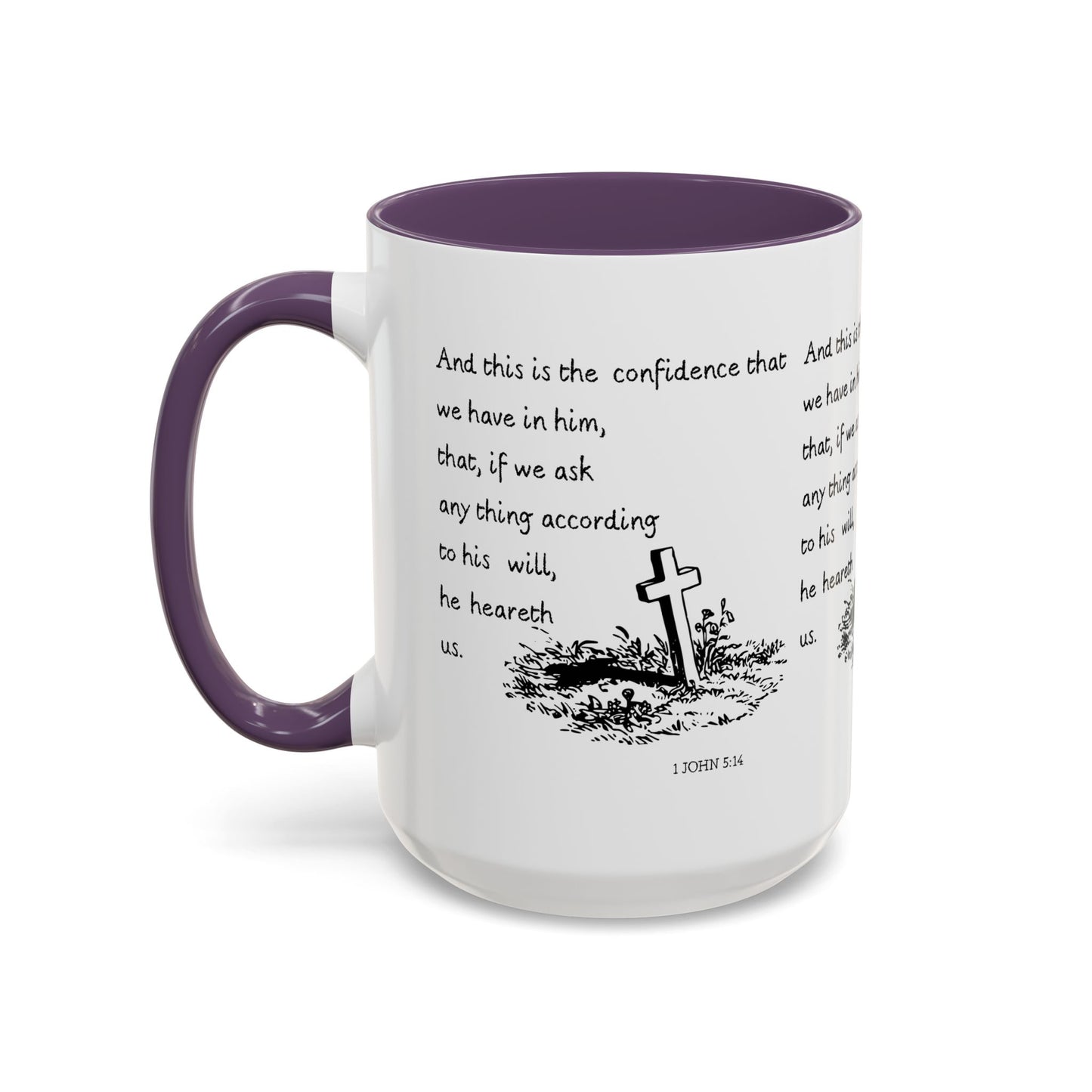 1 John 5:14 KJV Coffee Mug Confidence in Him Biblical Gift for Faith Based Coffee Lovers