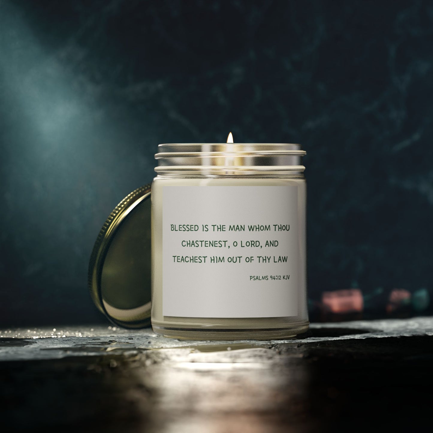 Psalms 94:12 KJV Scented Candle Blessed is the Man Biblical Christian Gift for Faith-Based Candle Lovers