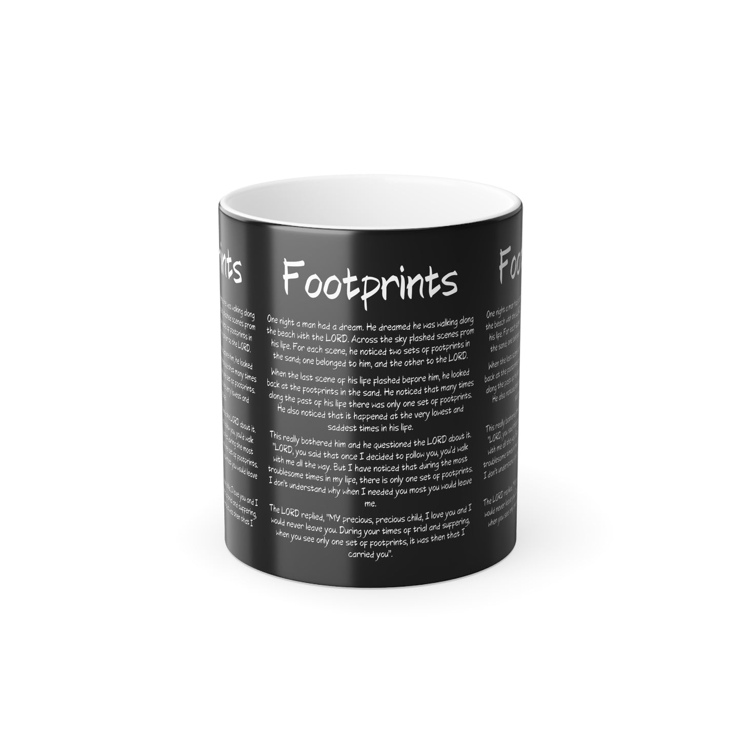 Footprints Color Morphing Coffee Mug Inspirational Faith Based Christian Gift