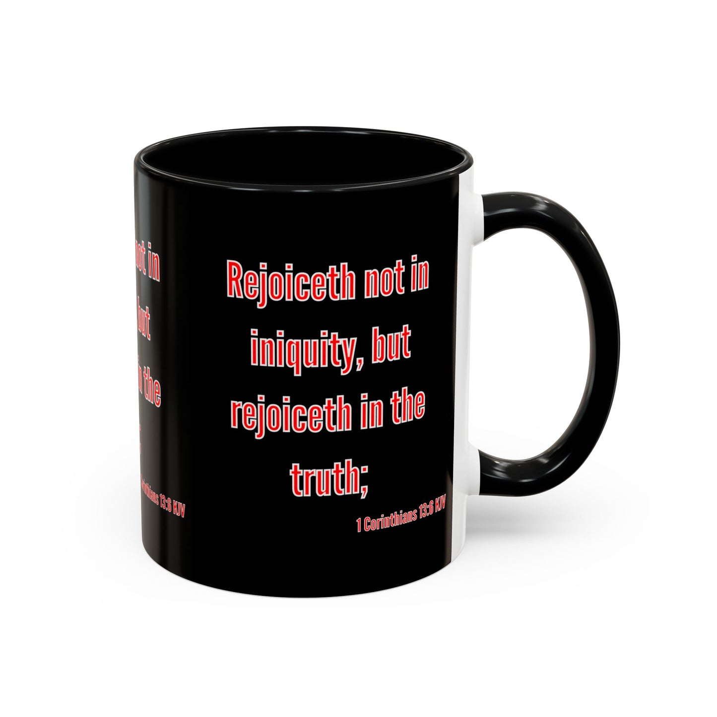 1 Corinthians 13:6 KJV Coffee Mug Rejoiceth in the Truth Inspirational Faith Based Gift For Believers