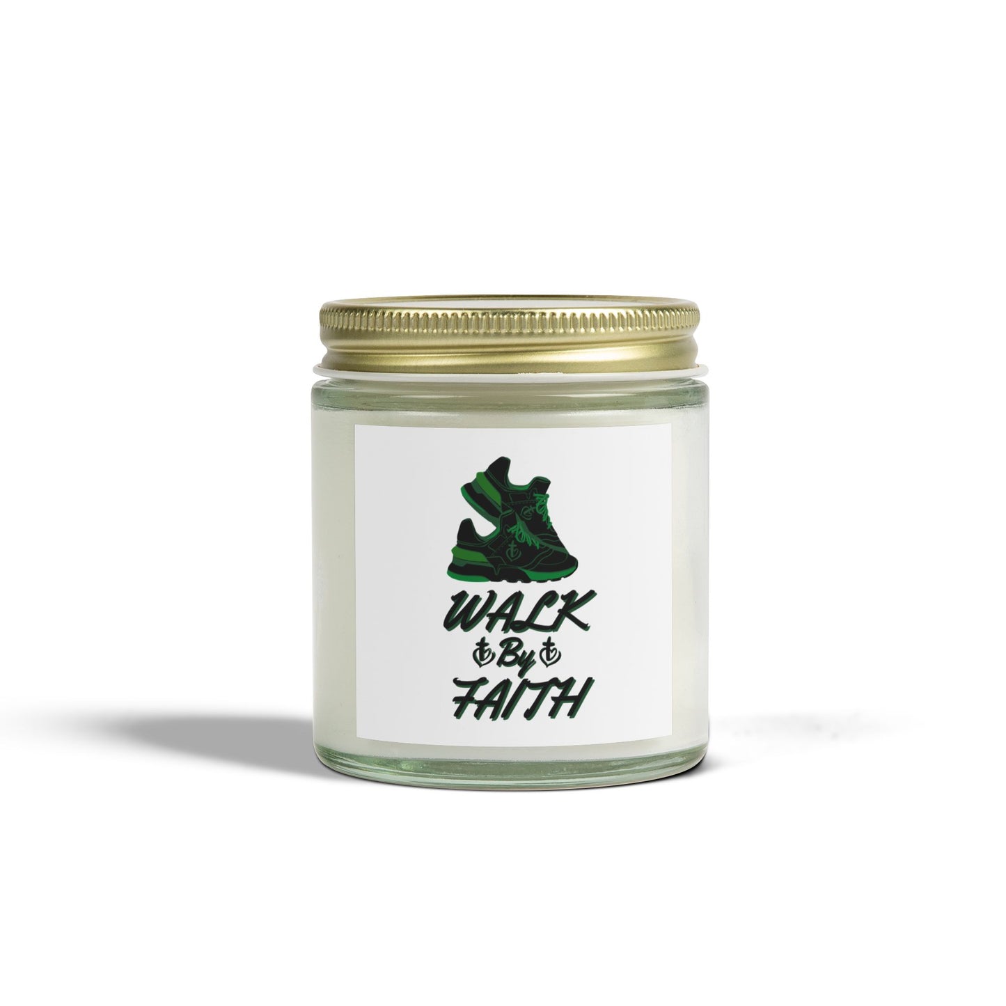 Walk By Faith Biblical Scented Candle with Tennis Shoes Design Christian Gift for Him