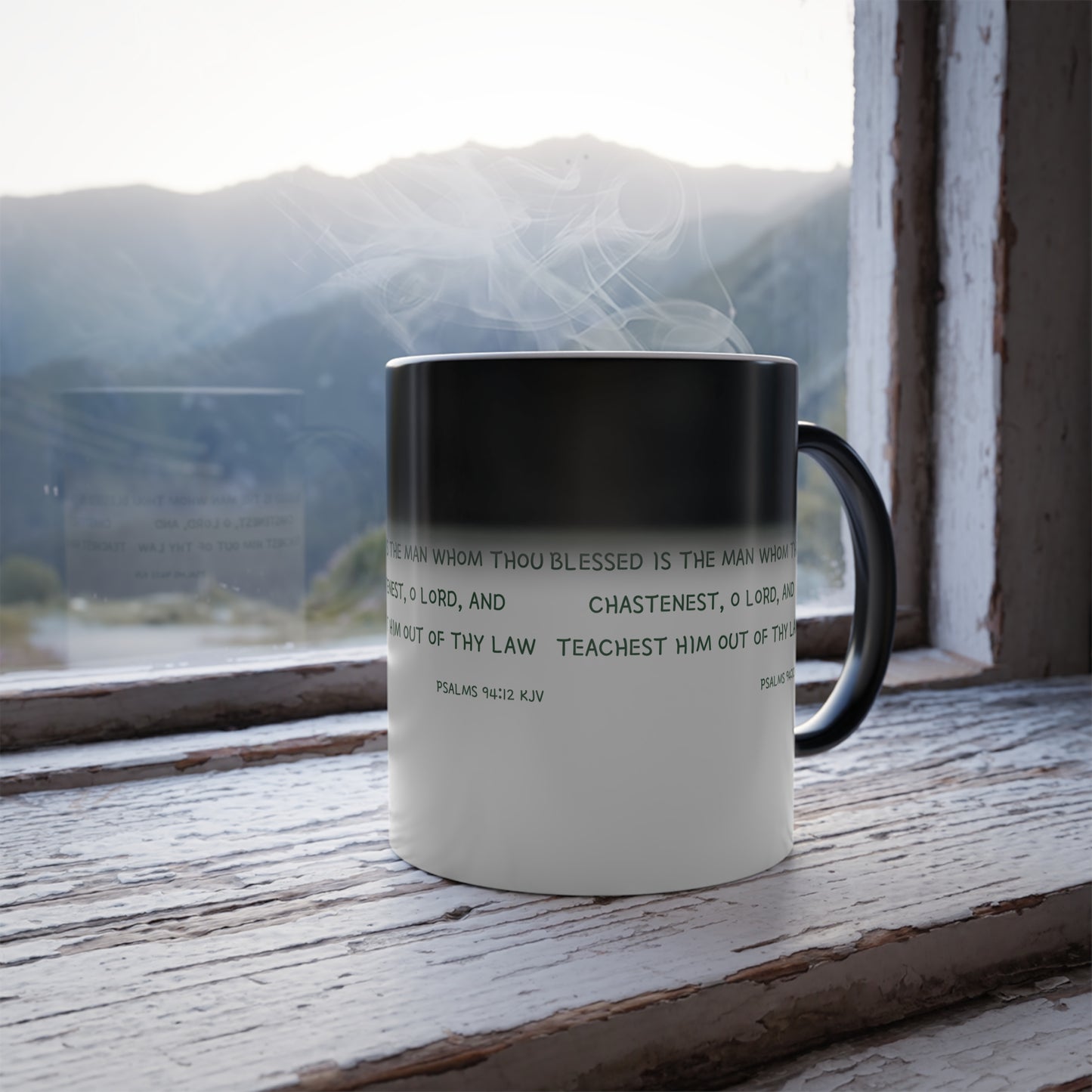 Psalms 94:12 KJV Color Morphing Coffee Mug Blessed is the Man Biblical Christian Gift for Faith-Based Coffee Lovers