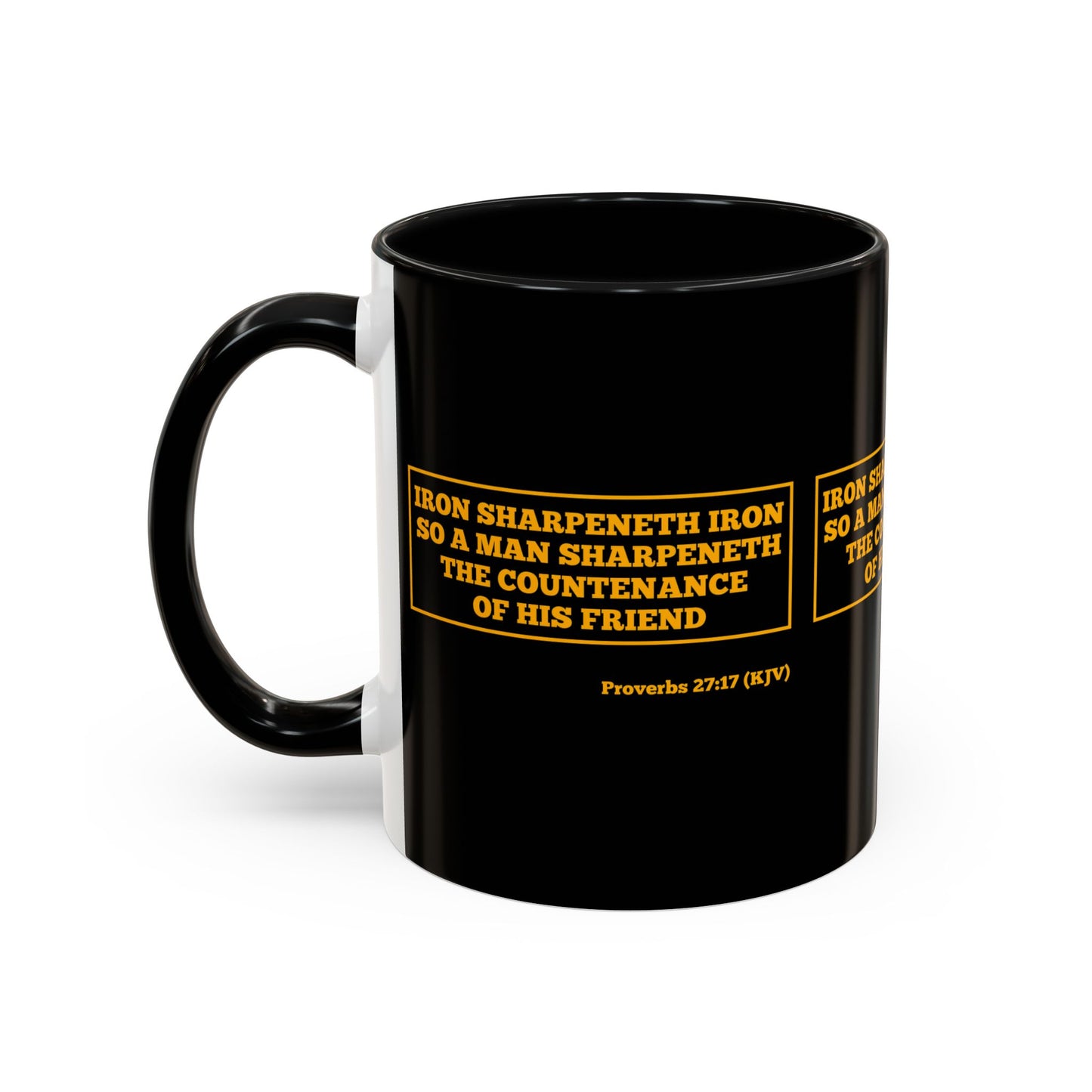 Proverbs 27:17 KJV Coffee Mug Iron Sharpens Iron Inspirational Faith Based Gift For Believers