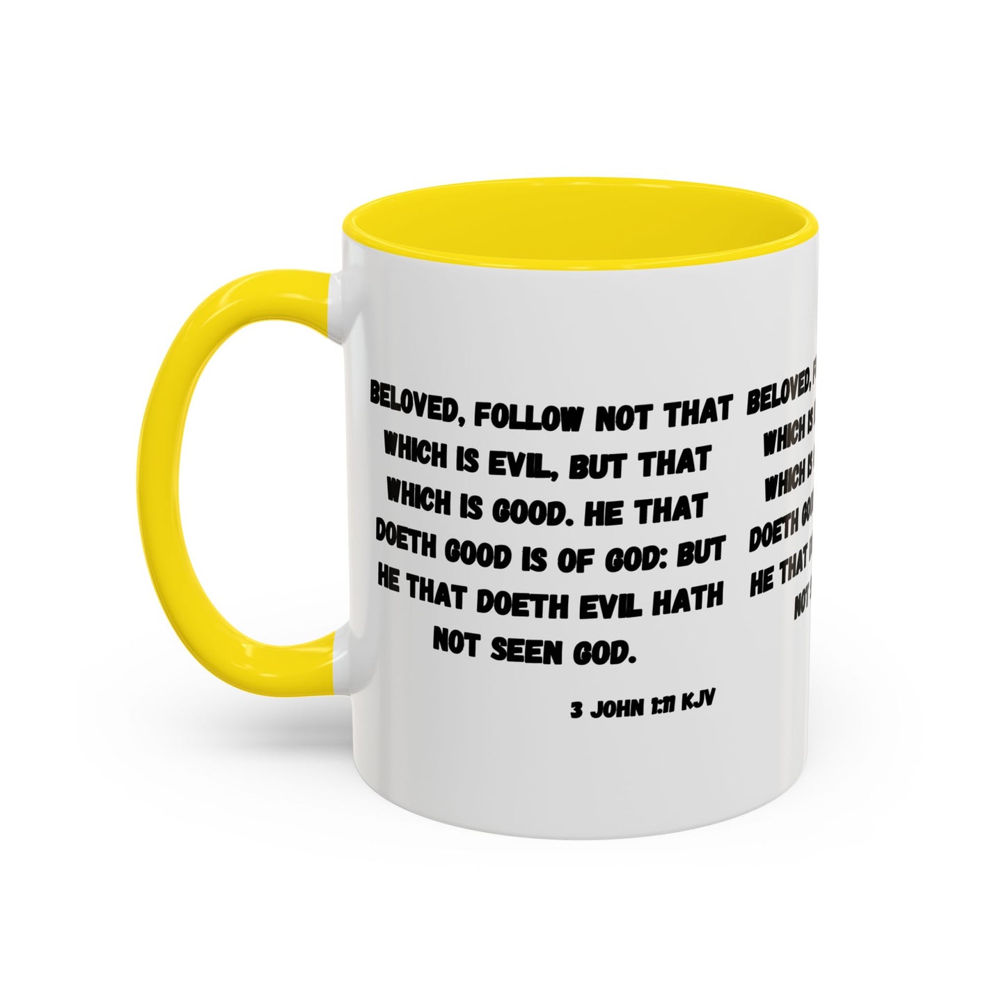 3 John 1:11 KJV Coffee Mug Beloved Follow Not That Which is Evil Inspirational Christian Gift for Faith Based Coffee Lovers