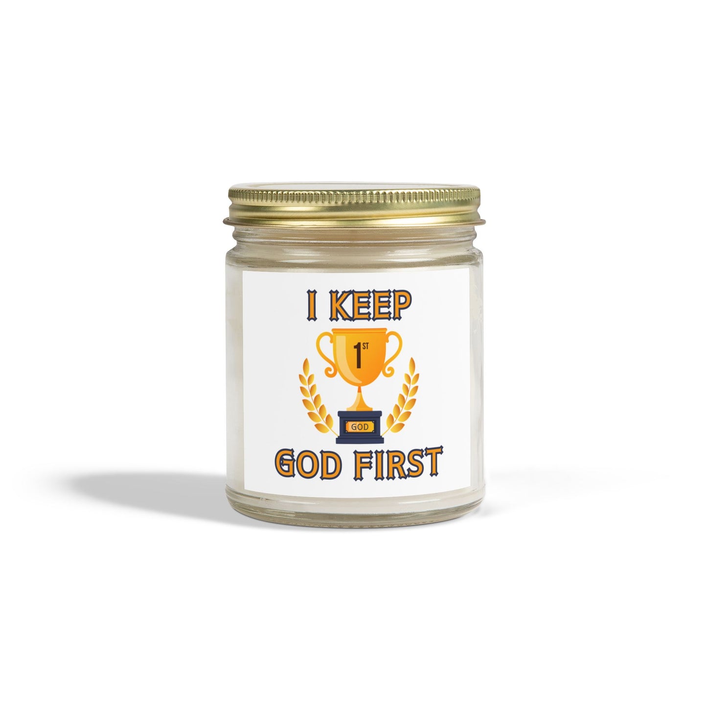 I Keep God First Scented Candle Inspirational Christian Gift for Faith-Based Living