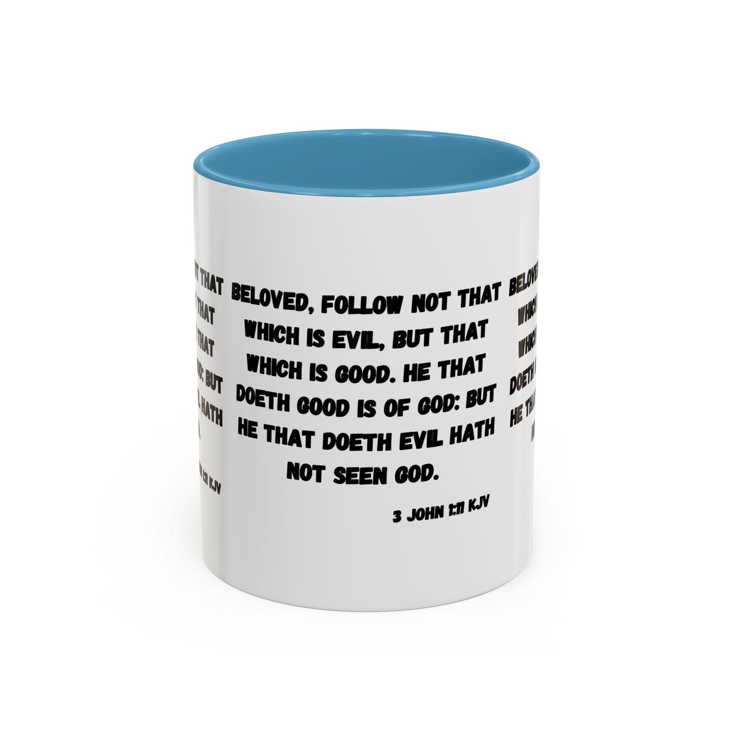 3 John 1:11 KJV Coffee Mug Beloved Follow Not That Which is Evil Inspirational Christian Gift for Faith Based Coffee Lovers