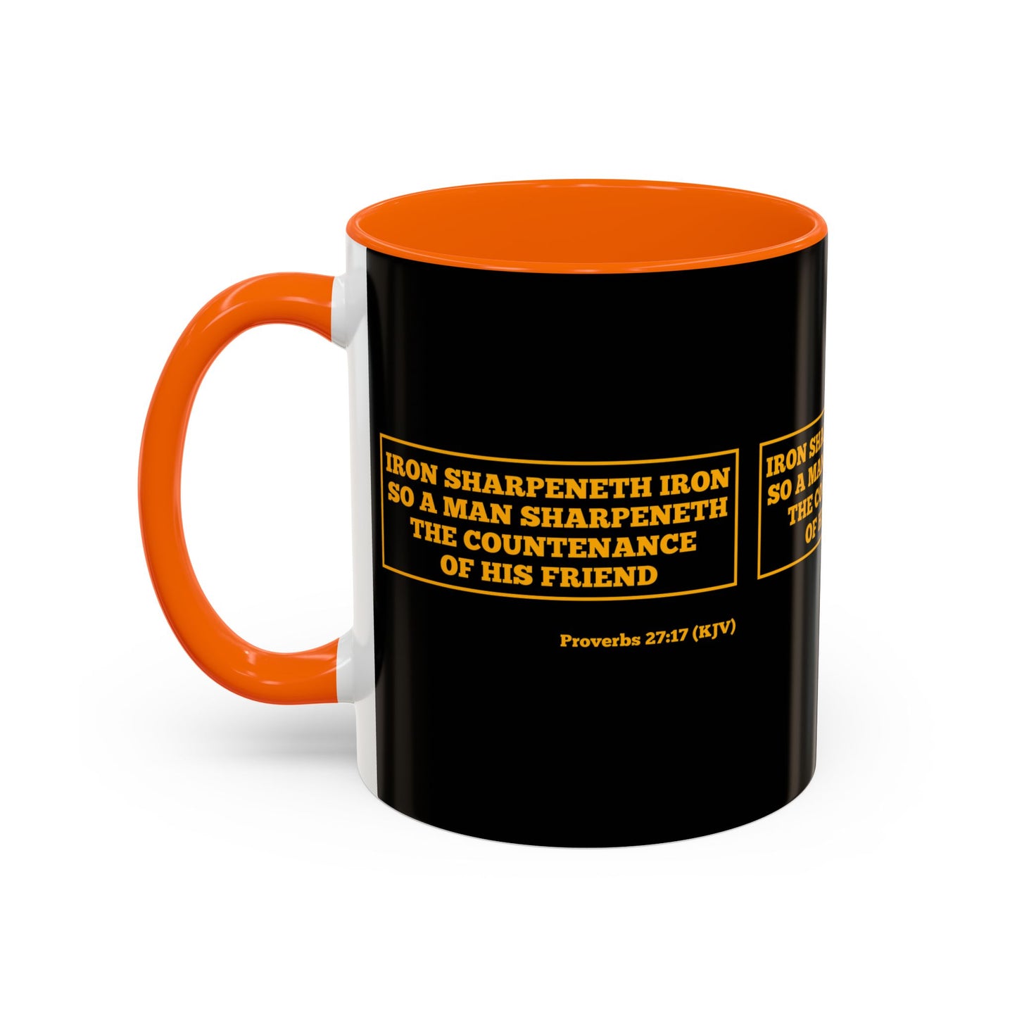 Proverbs 27:17 KJV Coffee Mug Iron Sharpens Iron Inspirational Faith Based Gift For Believers