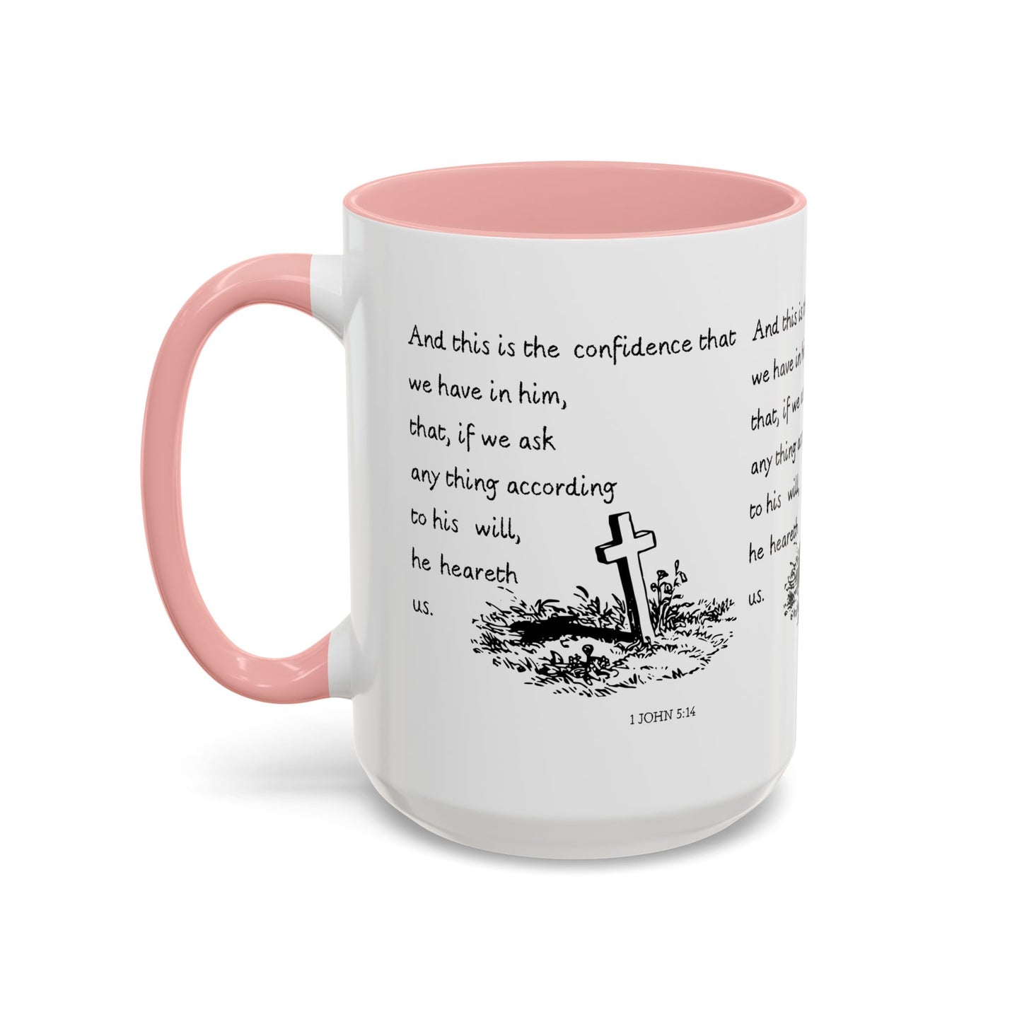 1 John 5:14 KJV Coffee Mug Confidence in Him Biblical Gift for Faith Based Coffee Lovers