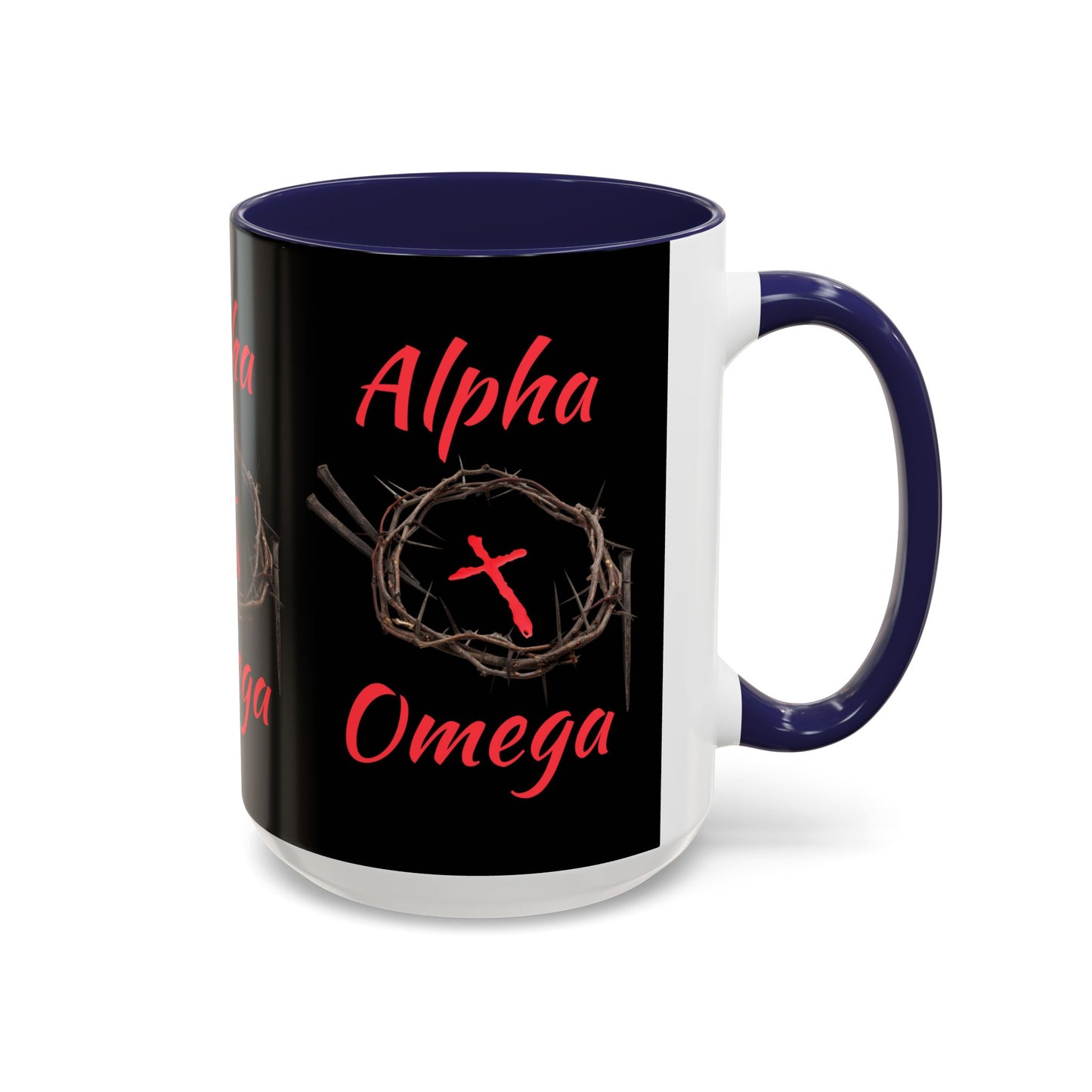 Alpha Omega Coffee Mug Based On Revelation 22:13 KJV Bible Verse