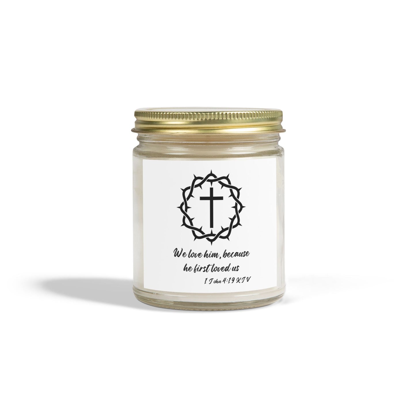 1 John 4:19 KJV Scented Candle We Love Because He First Loved Us Inspirational Christian Gift For Candle Lovers