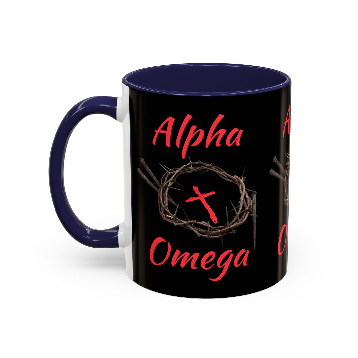 Alpha Omega Coffee Mug Based On Revelation 22:13 KJV Bible Verse