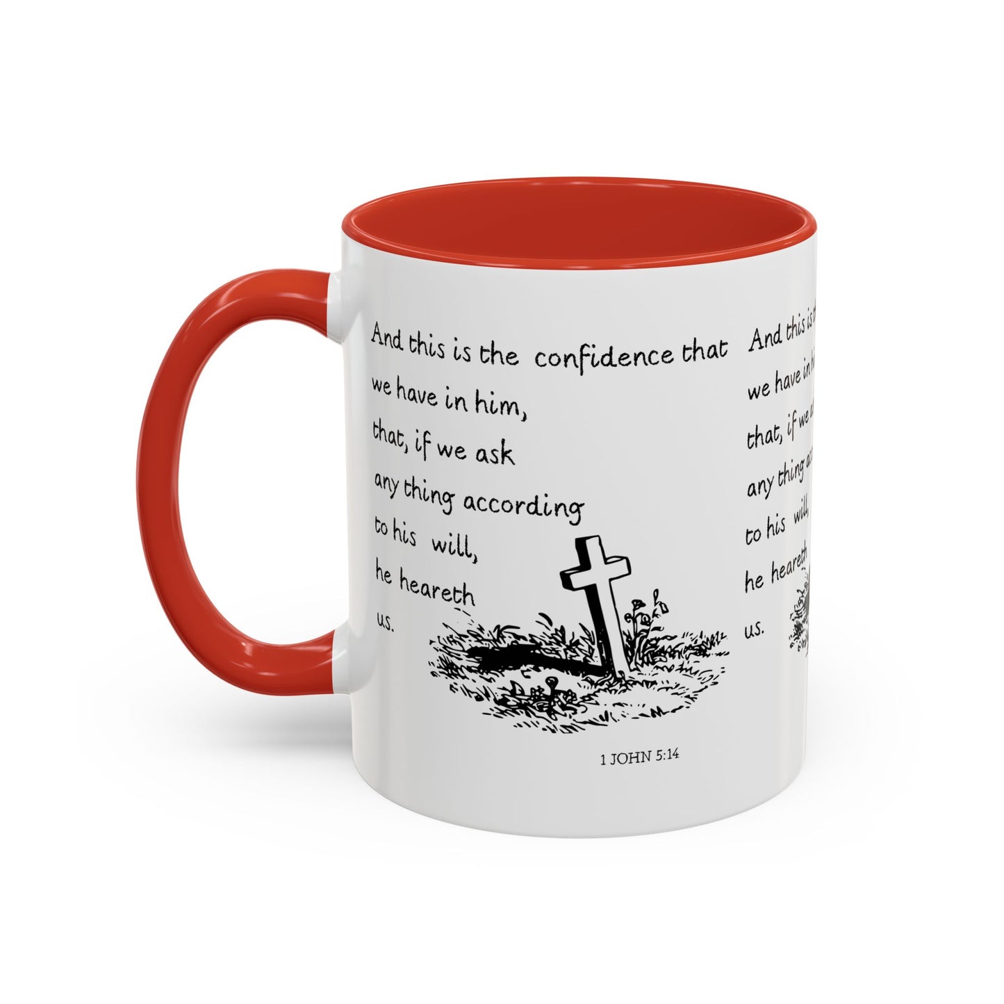 1 John 5:14 KJV Coffee Mug Confidence in Him Biblical Gift for Faith Based Coffee Lovers